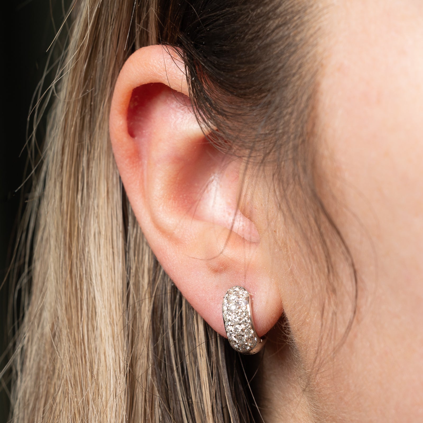 Pavé Set Diamond Huggie Earrings | 0.95ctw |