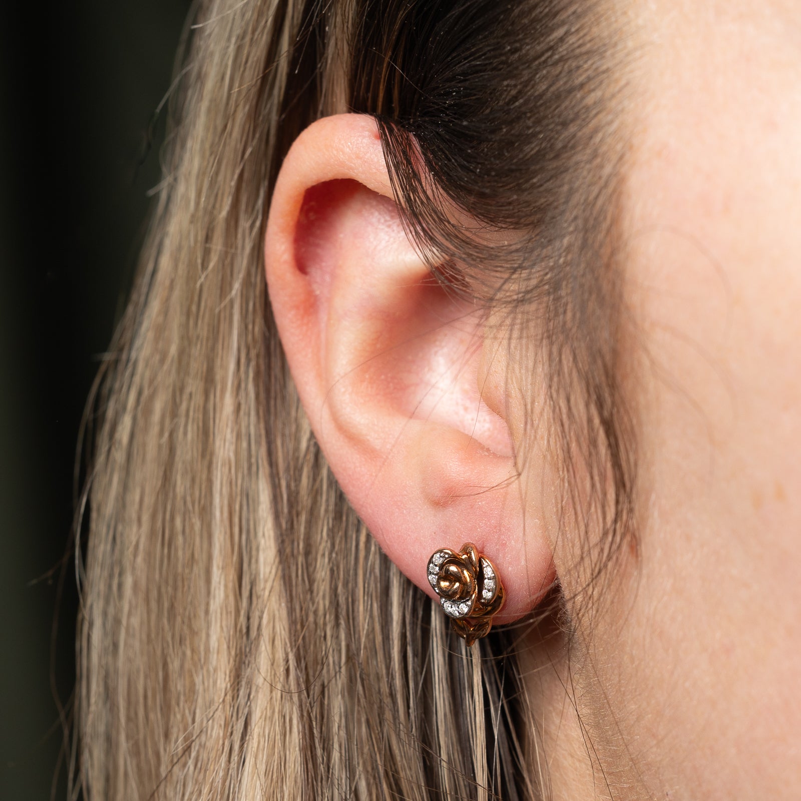'Disney' Bell Diamond Rose Stud Earrings | 0.08ctw |
