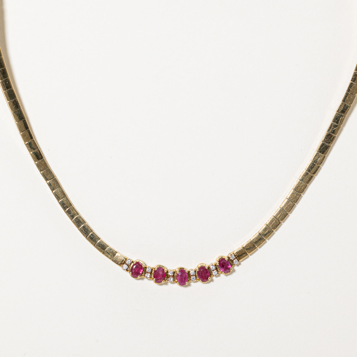 Ruby & Diamond Pendant Necklace | 2.50ctw, 0.18ctw | 17" |