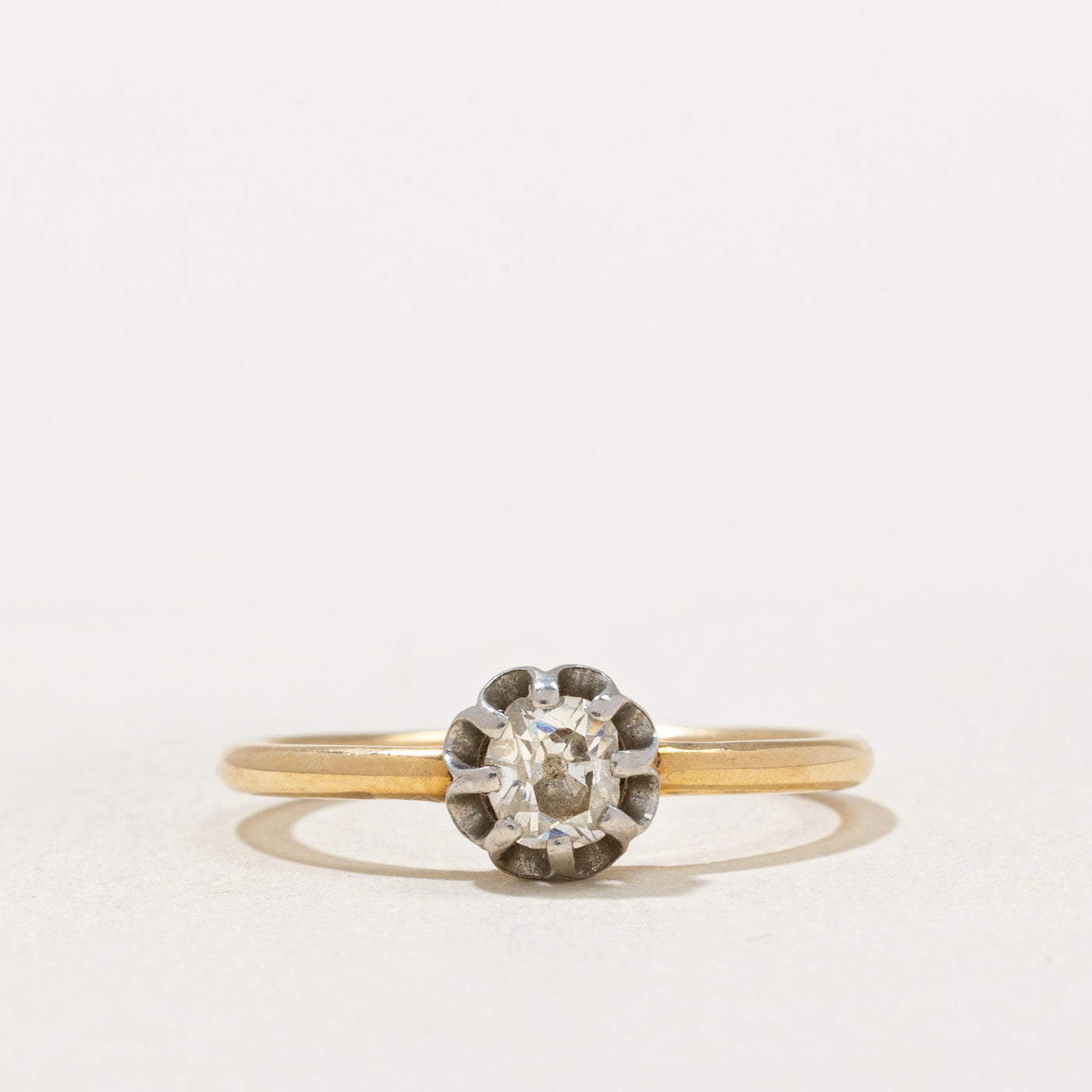 Old Mine Cut Belcher Set Diamond Ring | 0.26ct | SZ 6.5 |