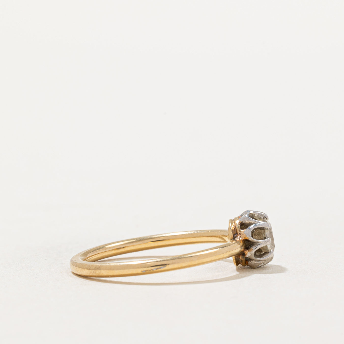Old Mine Cut Belcher Set Diamond Ring | 0.26ct | SZ 6.5 |