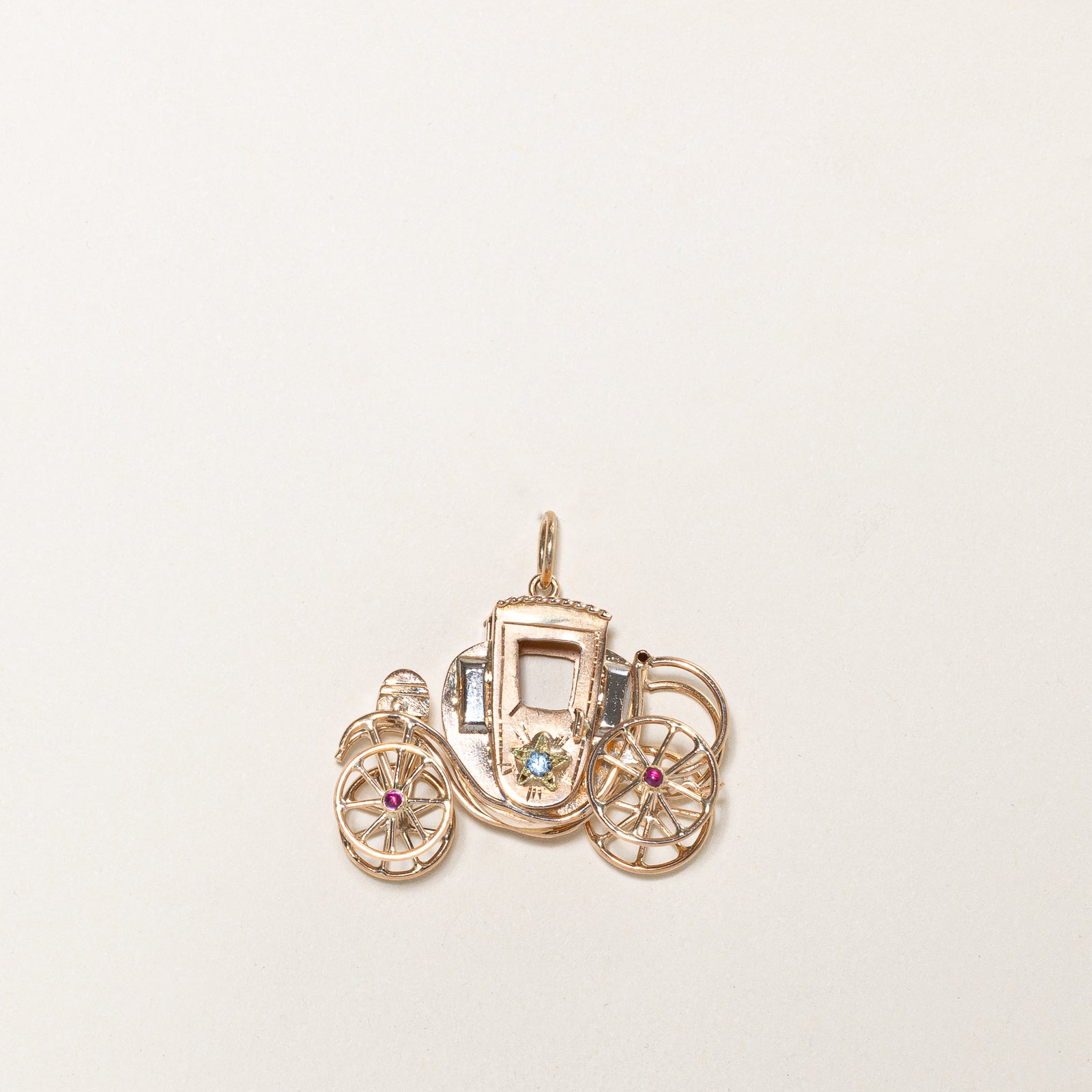 Vintage Gold Ruby & Paste Carriage Pendant | 0.22ctw