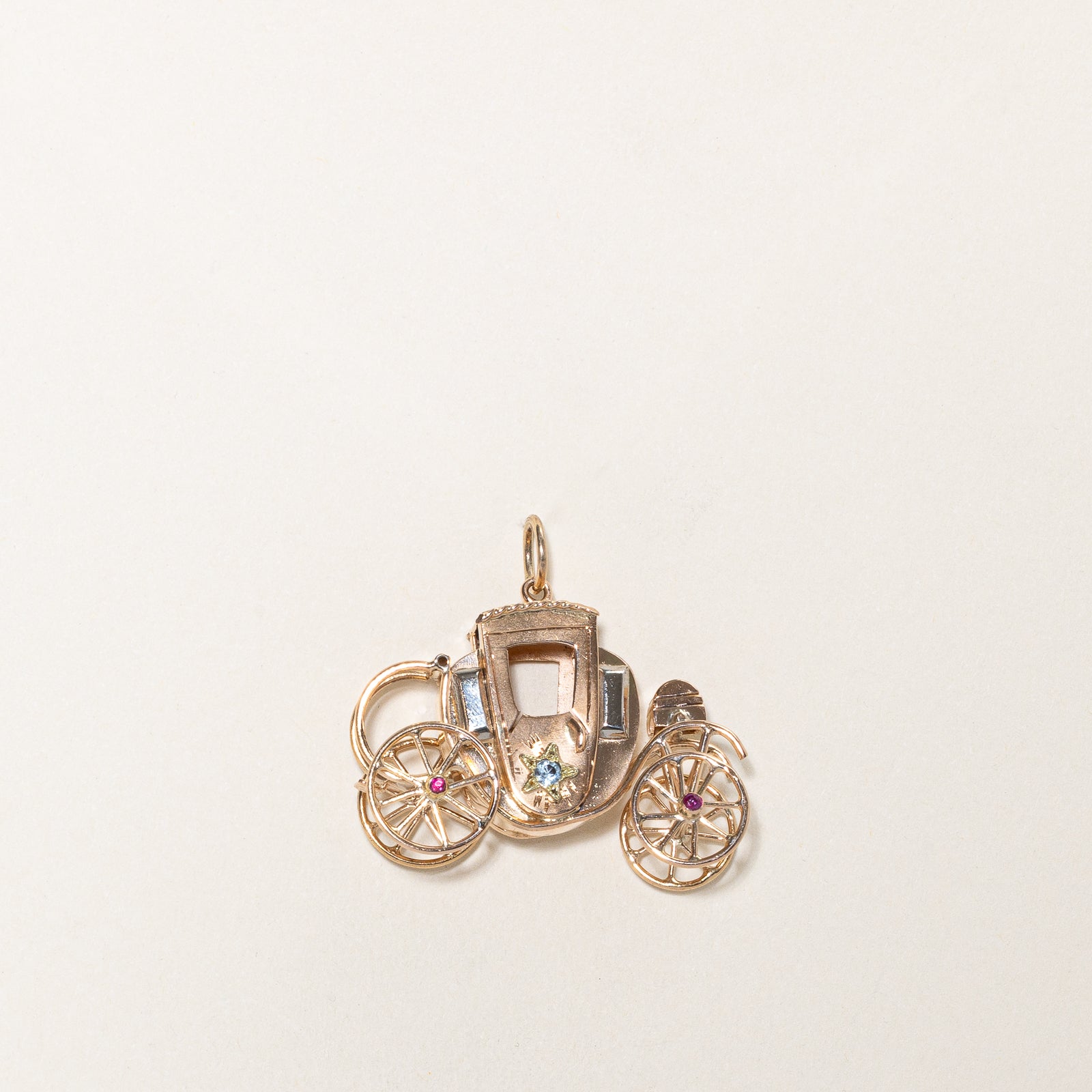 Vintage Gold Ruby & Paste Carriage Pendant | 0.22ctw