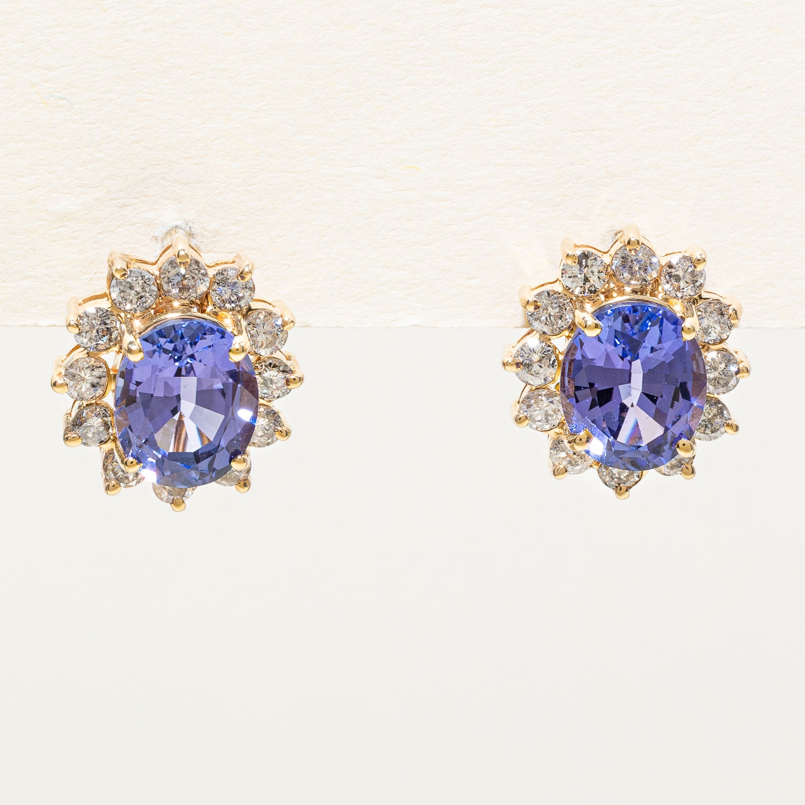 Tanzanite & Diamond Petal Stud Earrings | 5.00ctw, 1.20ctw