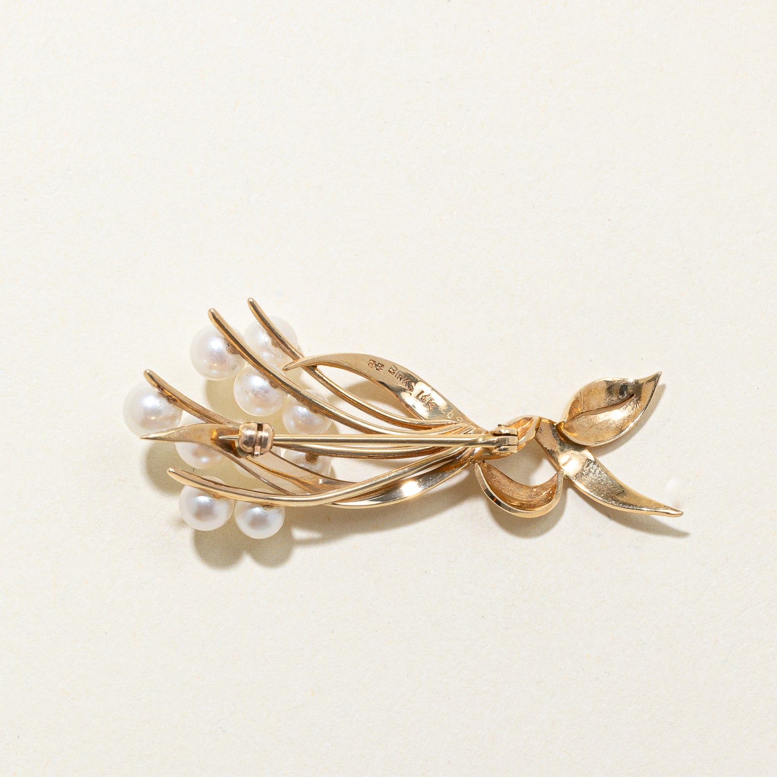 'Birks' 14K Pearl Bouquet Brooch