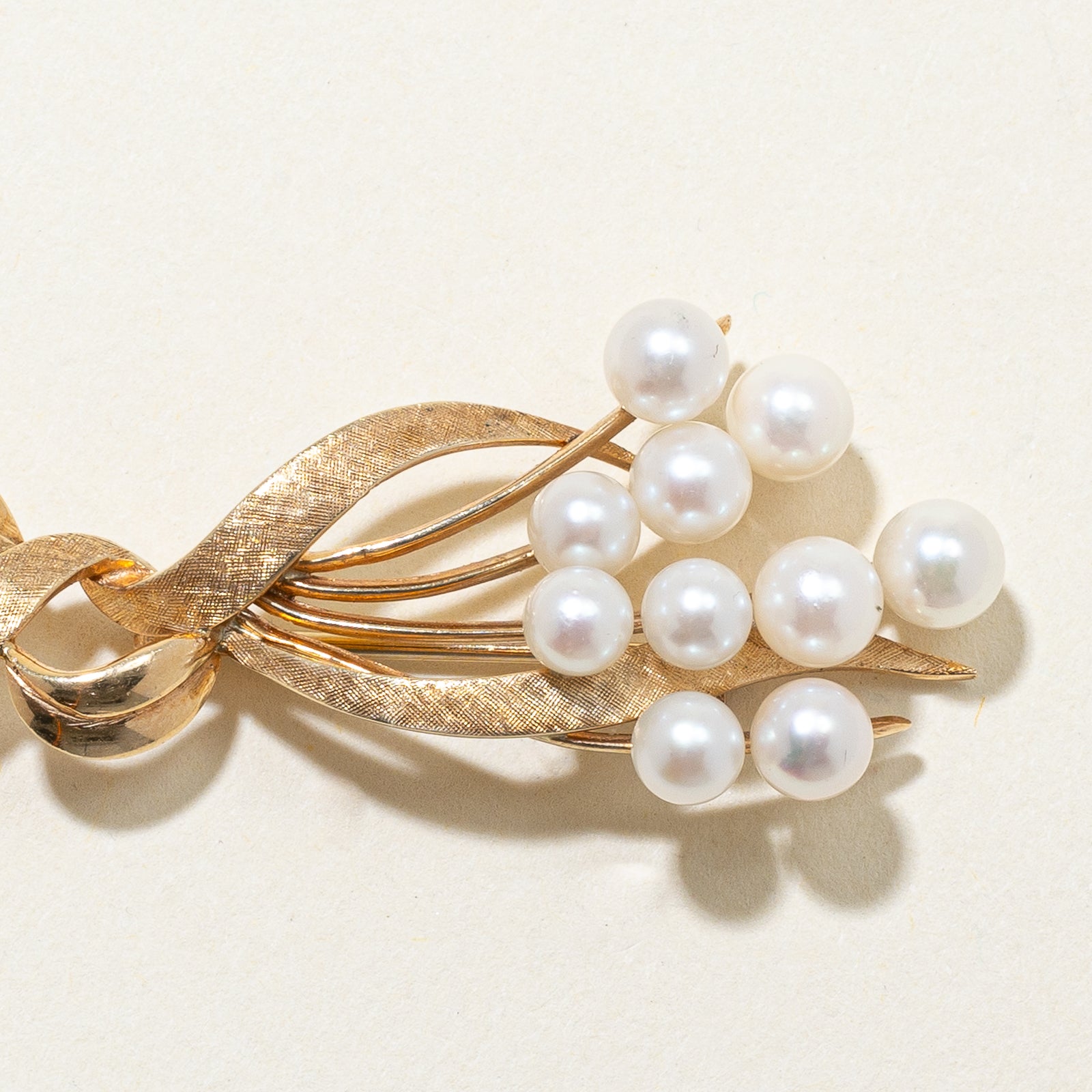 'Birks' 14K Pearl Bouquet Brooch