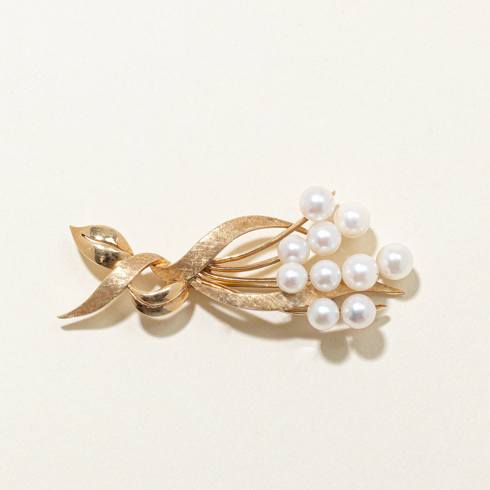 'Birks' 14K Pearl Bouquet Brooch