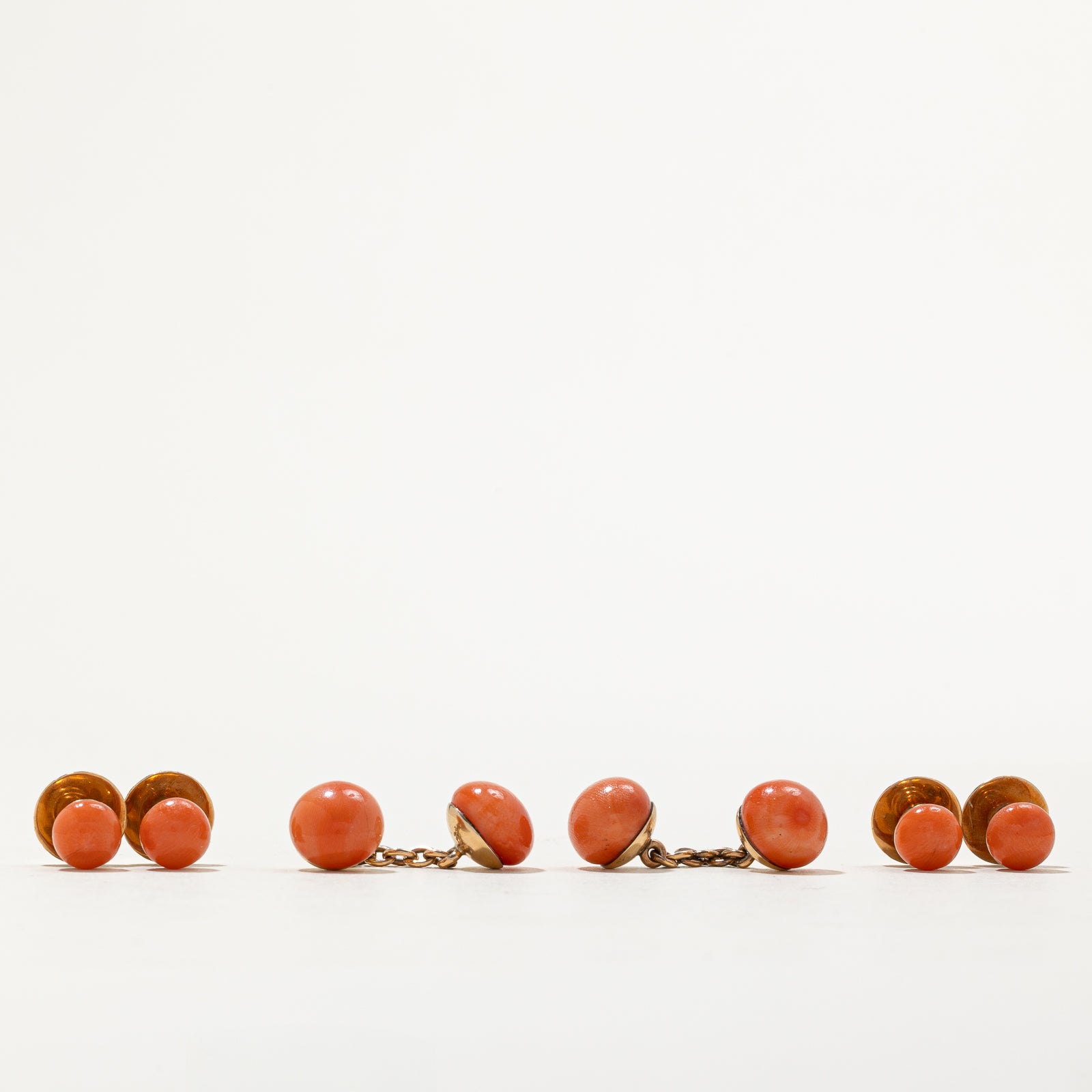 Victorian Solitaire Coral Cufflink Set | 34.00ctw