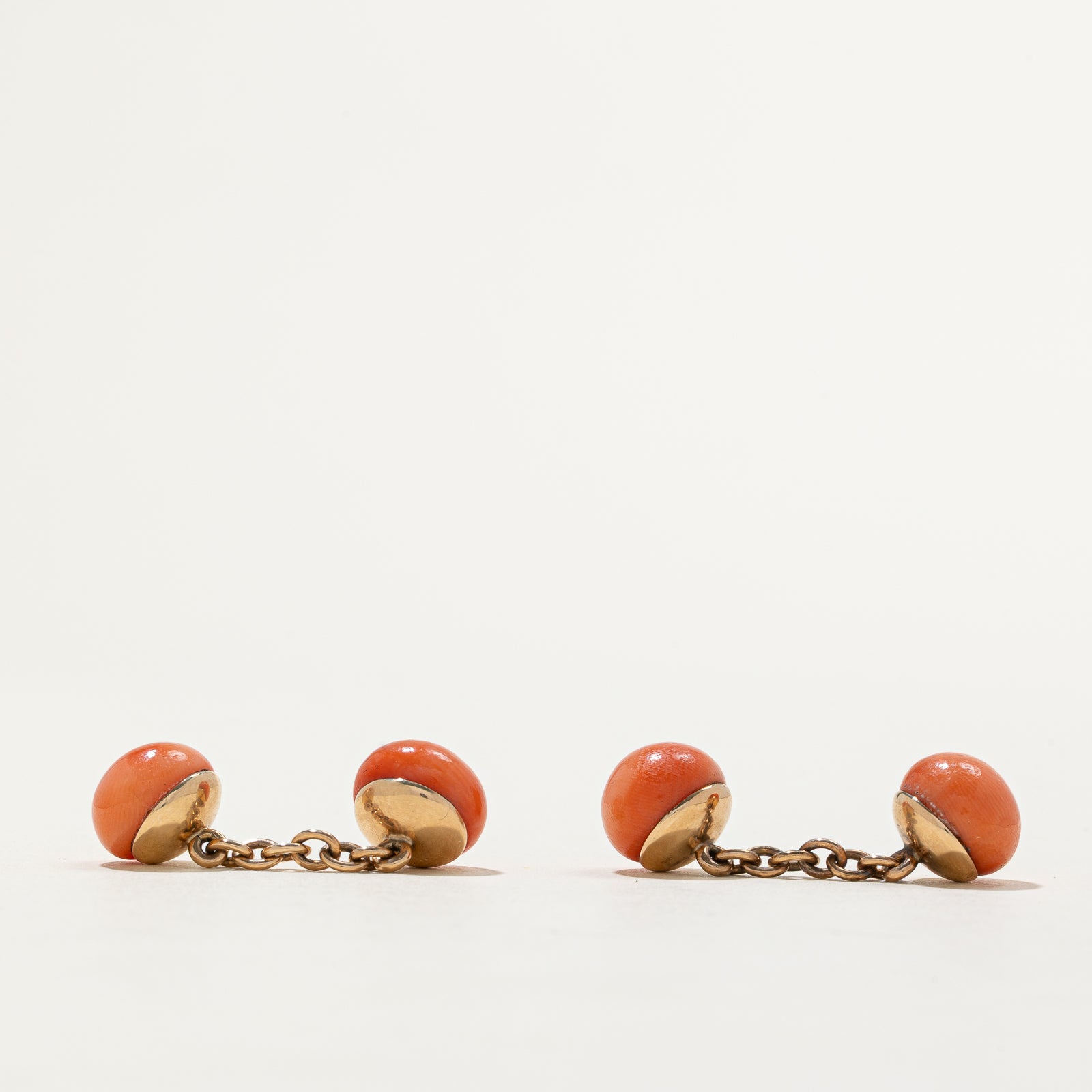 Victorian Solitaire Coral Cufflink Set | 34.00ctw