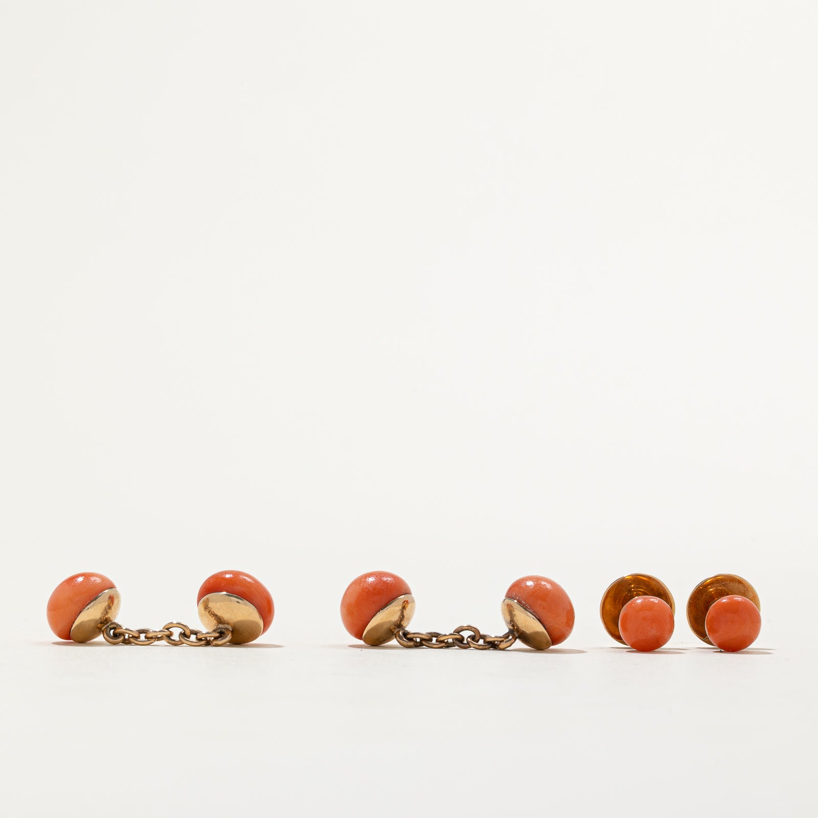 Victorian Solitaire Coral Cufflink Set | 34.00ctw