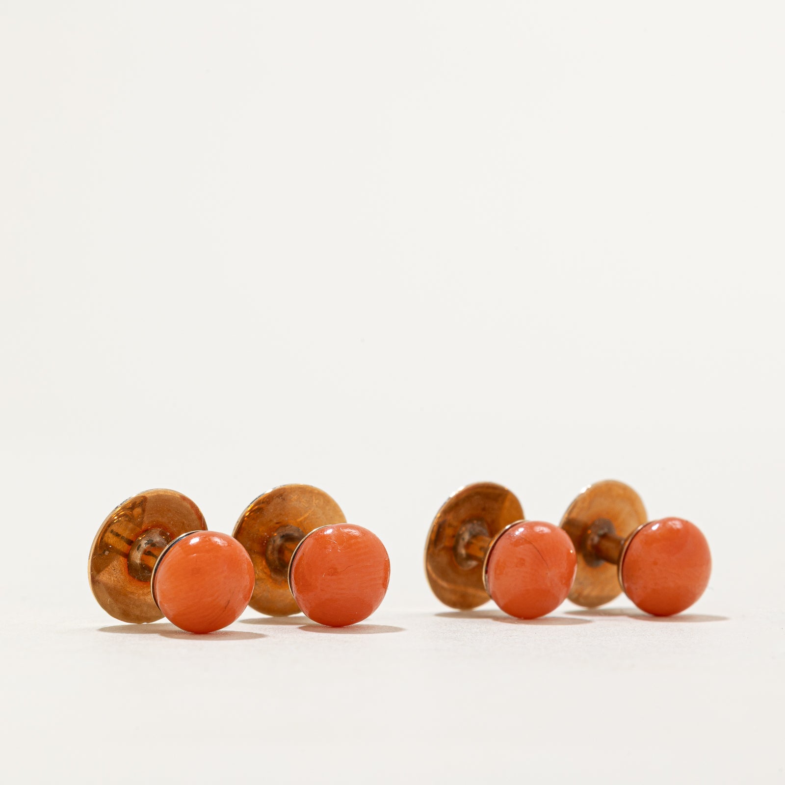 Victorian Solitaire Coral Cufflink Set | 34.00ctw