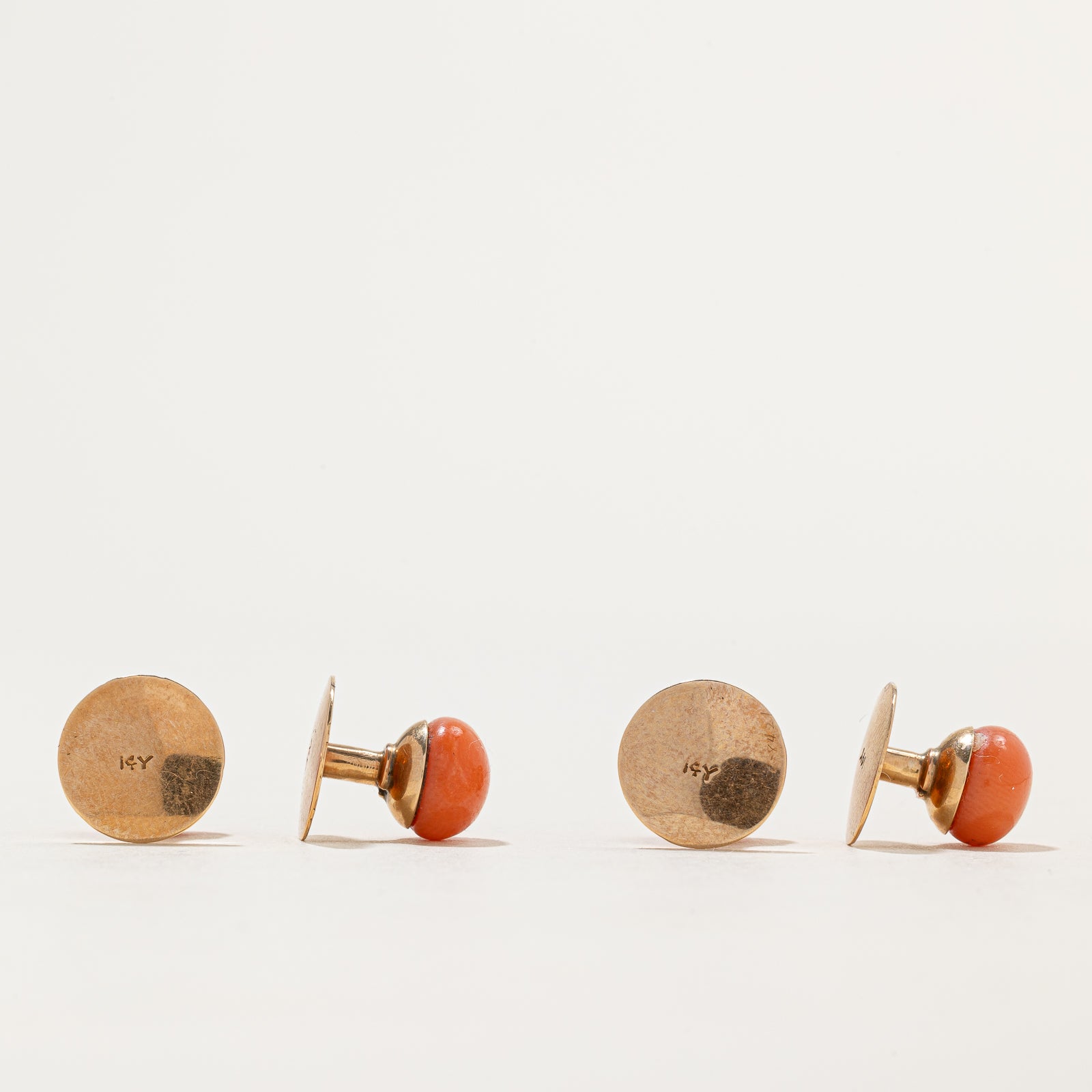 Victorian Solitaire Coral Cufflink Set | 34.00ctw