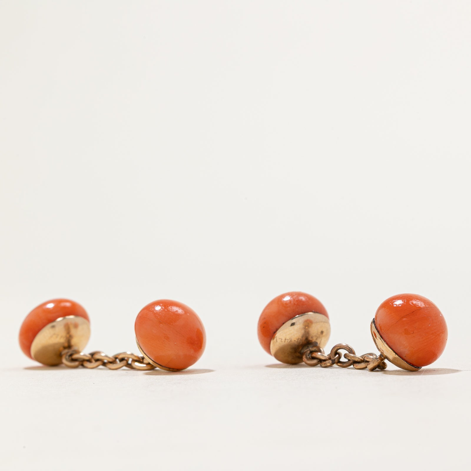 Victorian Solitaire Coral Cufflink Set | 34.00ctw