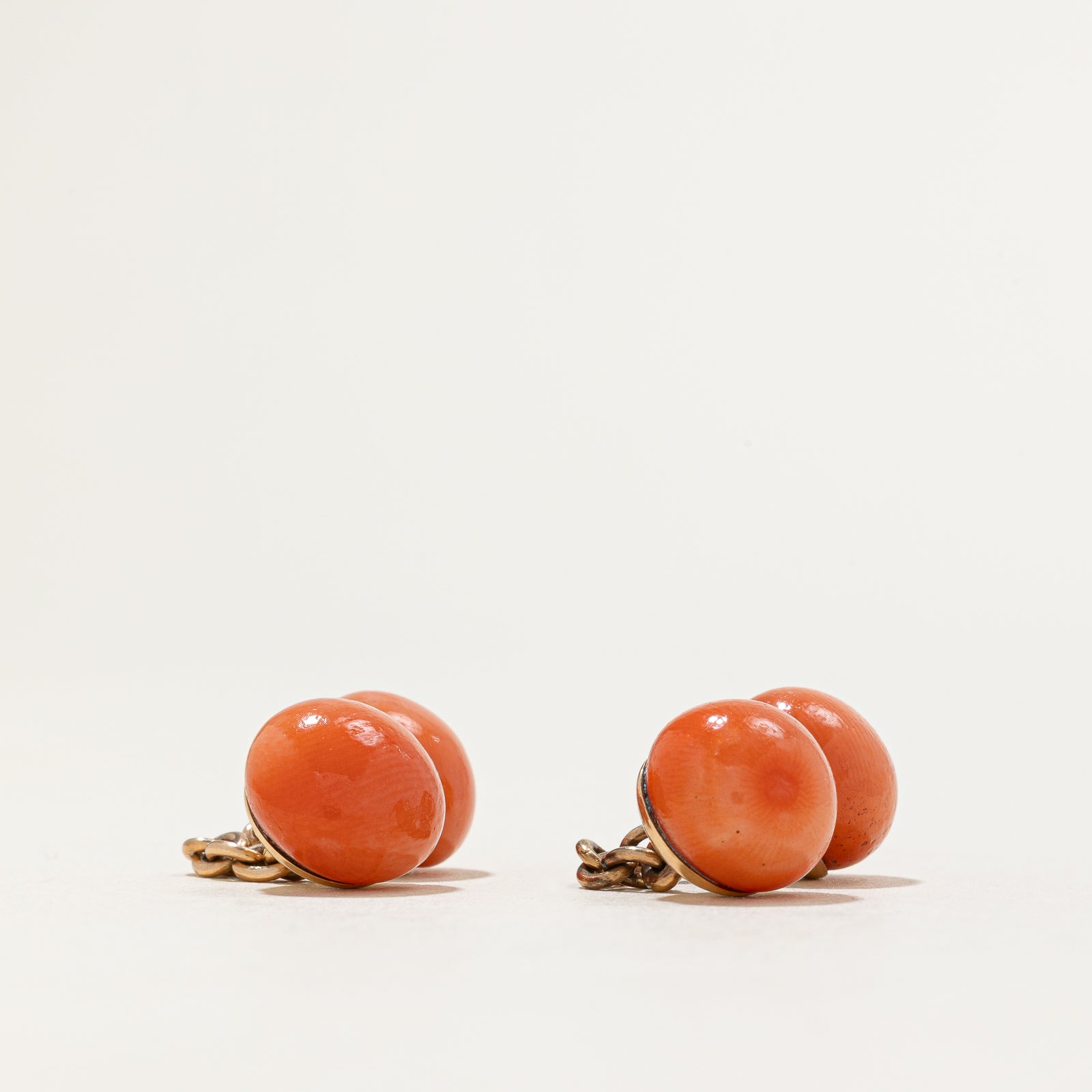 Victorian Solitaire Coral Cufflink Set | 34.00ctw