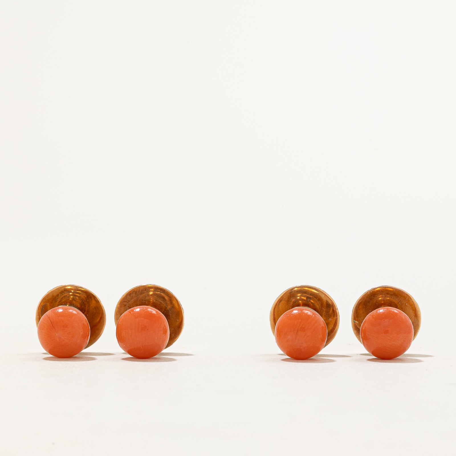 Victorian Solitaire Coral Cufflink Set | 34.00ctw
