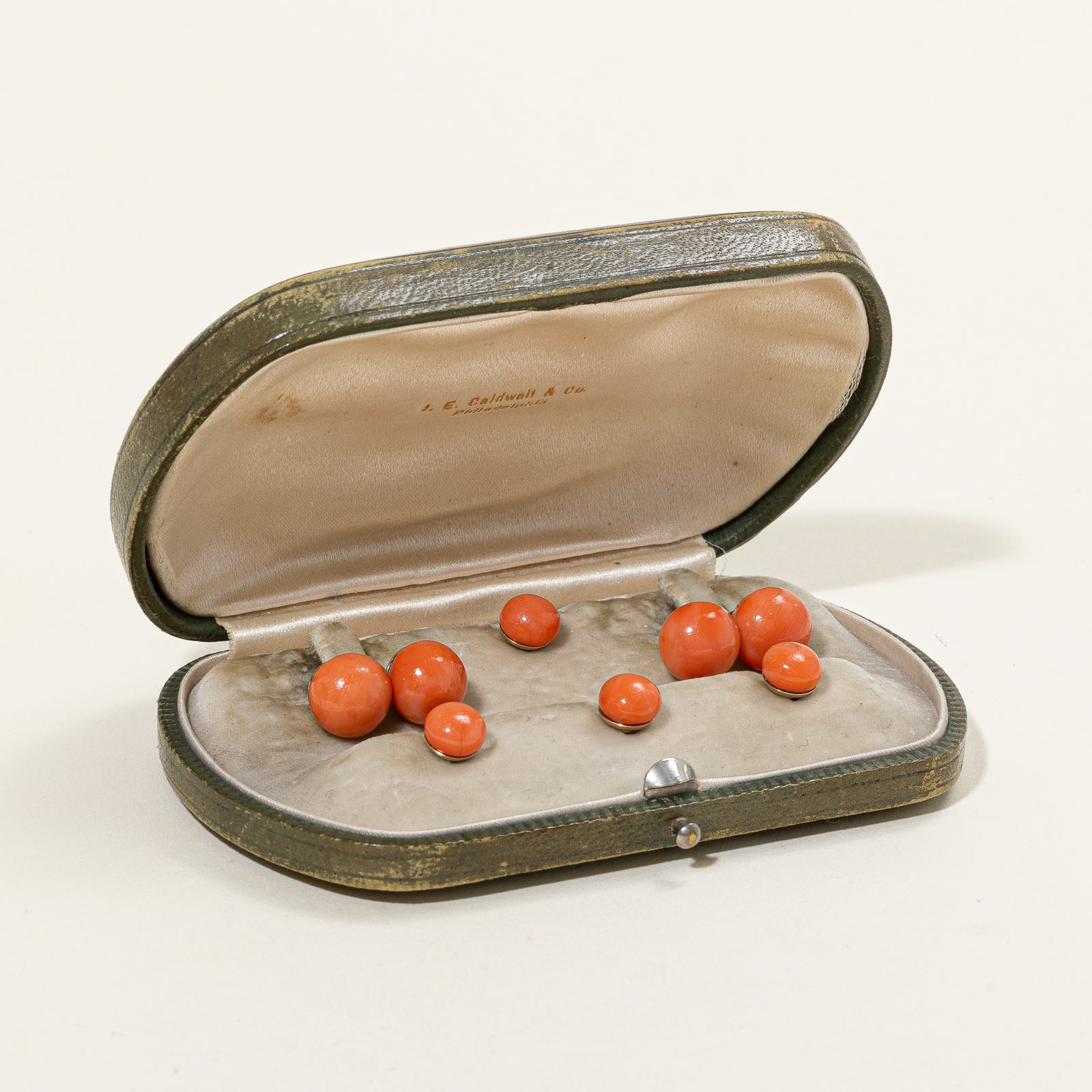 Victorian Solitaire Coral Cufflink Set | 34.00ctw