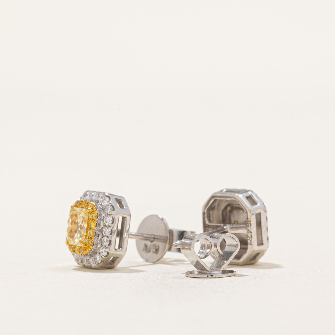 Yellow & White Diamond Earrings | 0.87ctw, 0.25ctw