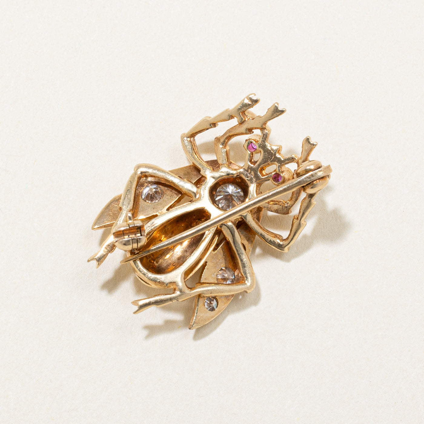 Bumblebee Diamond & Ruby Brooch | 0.50ctw, 0.03ctw