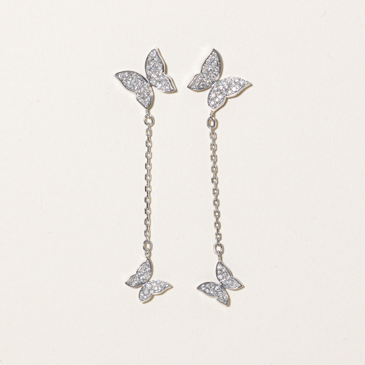 Diamond Butterfly Drop Earrings | 0.72ctw