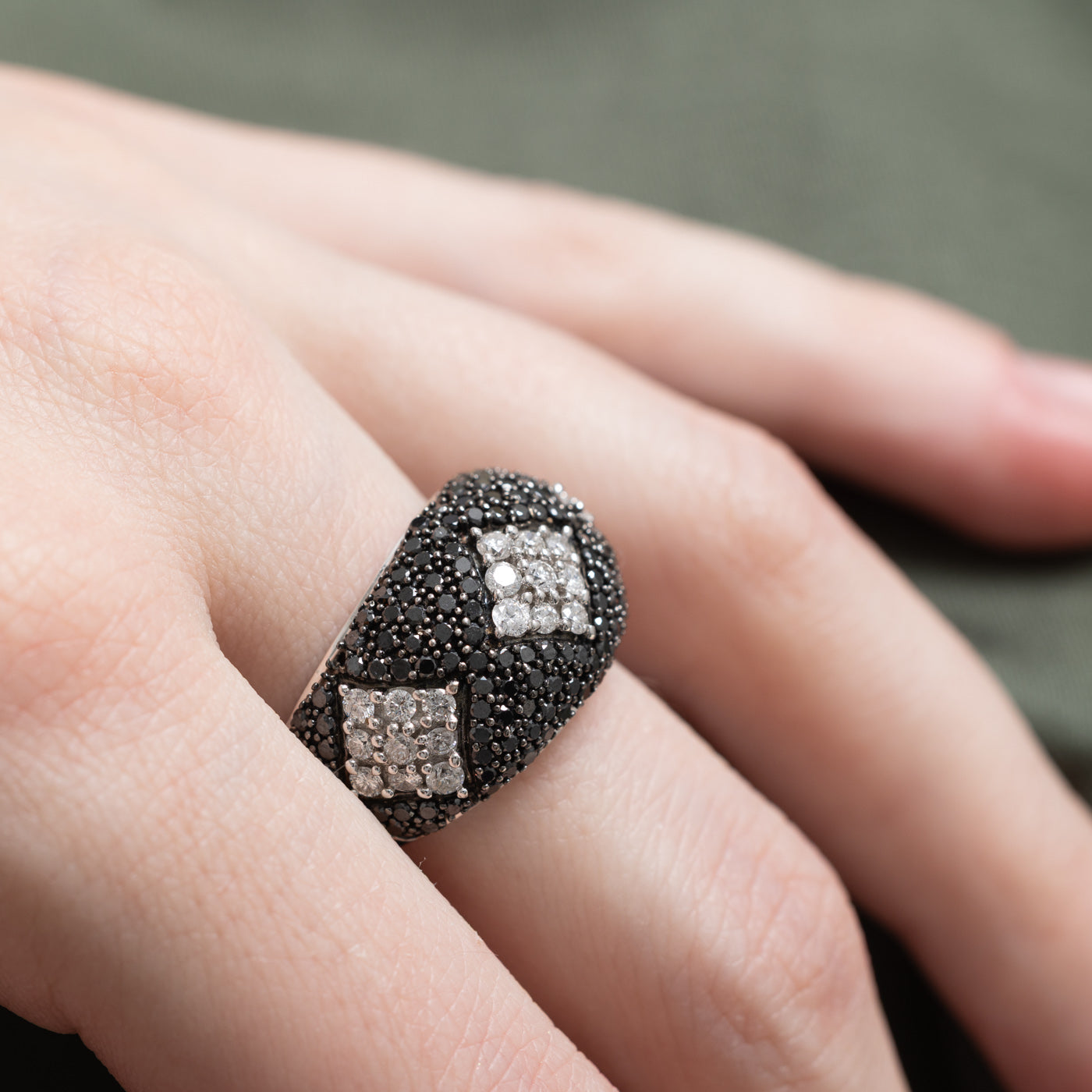 Black & White Diamond Dome Ring | 1.40ctw, 1.00ctw | SZ 6.75