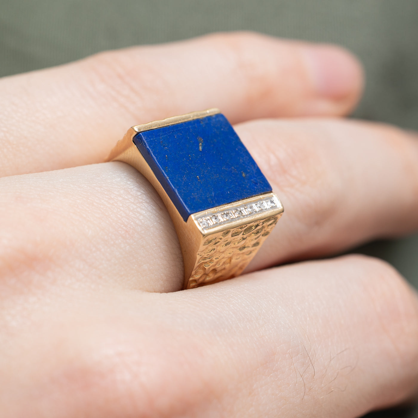 Lapis Lazuli & Diamond Cocktail Ring | 3.90ct, 0.03ctw | SZ 8.75