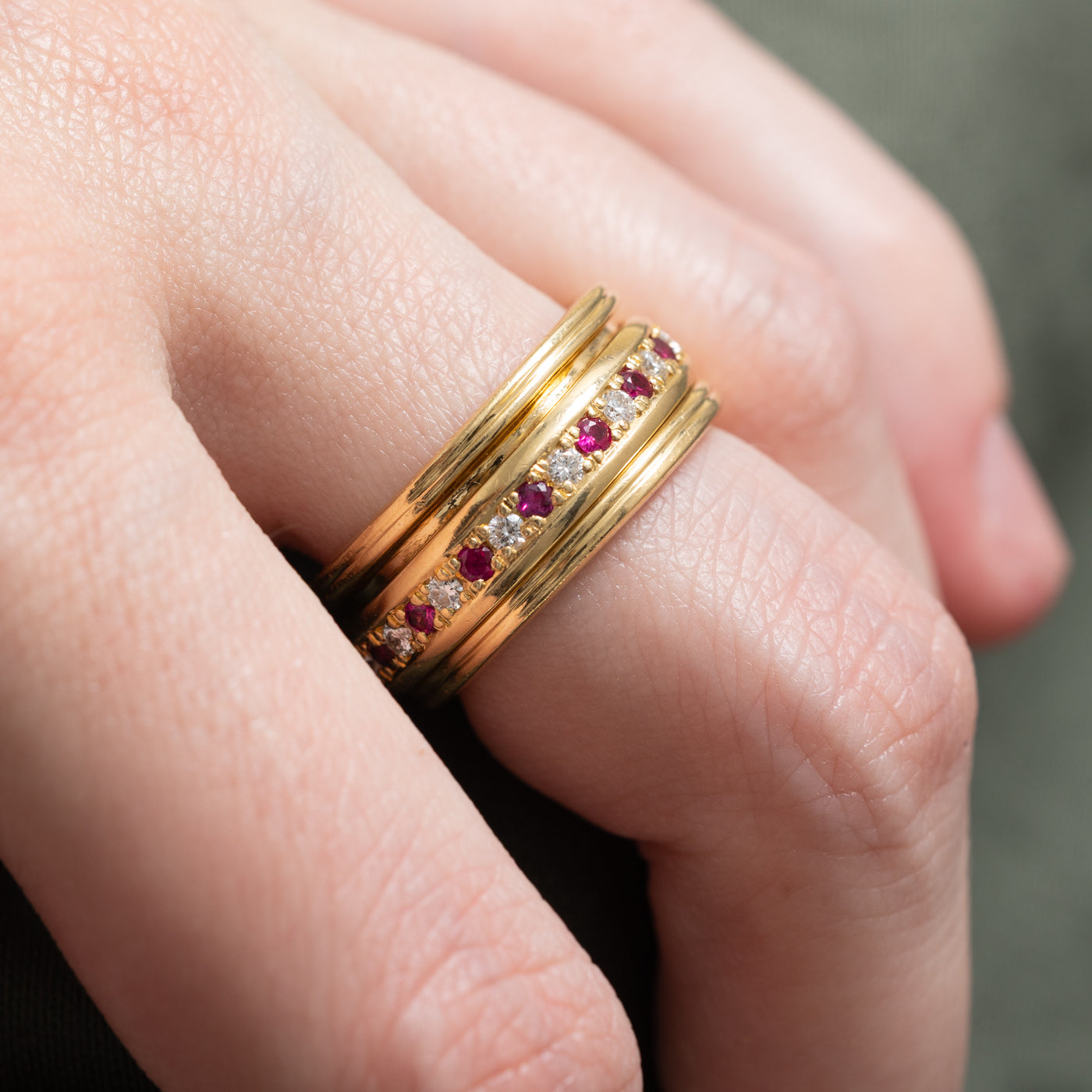 Ruby & Diamond Spinning Eternity Band Ring | 0.43ctw, 0.39ctw | SZ 7