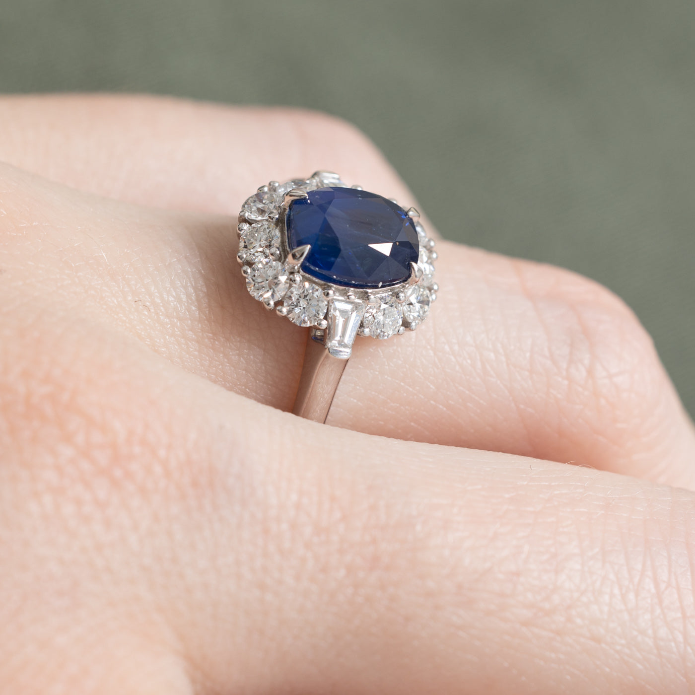 Oval Cut Sapphire & Diamond Halo Ring | 2.61ct, 0.91ct | SZ 6