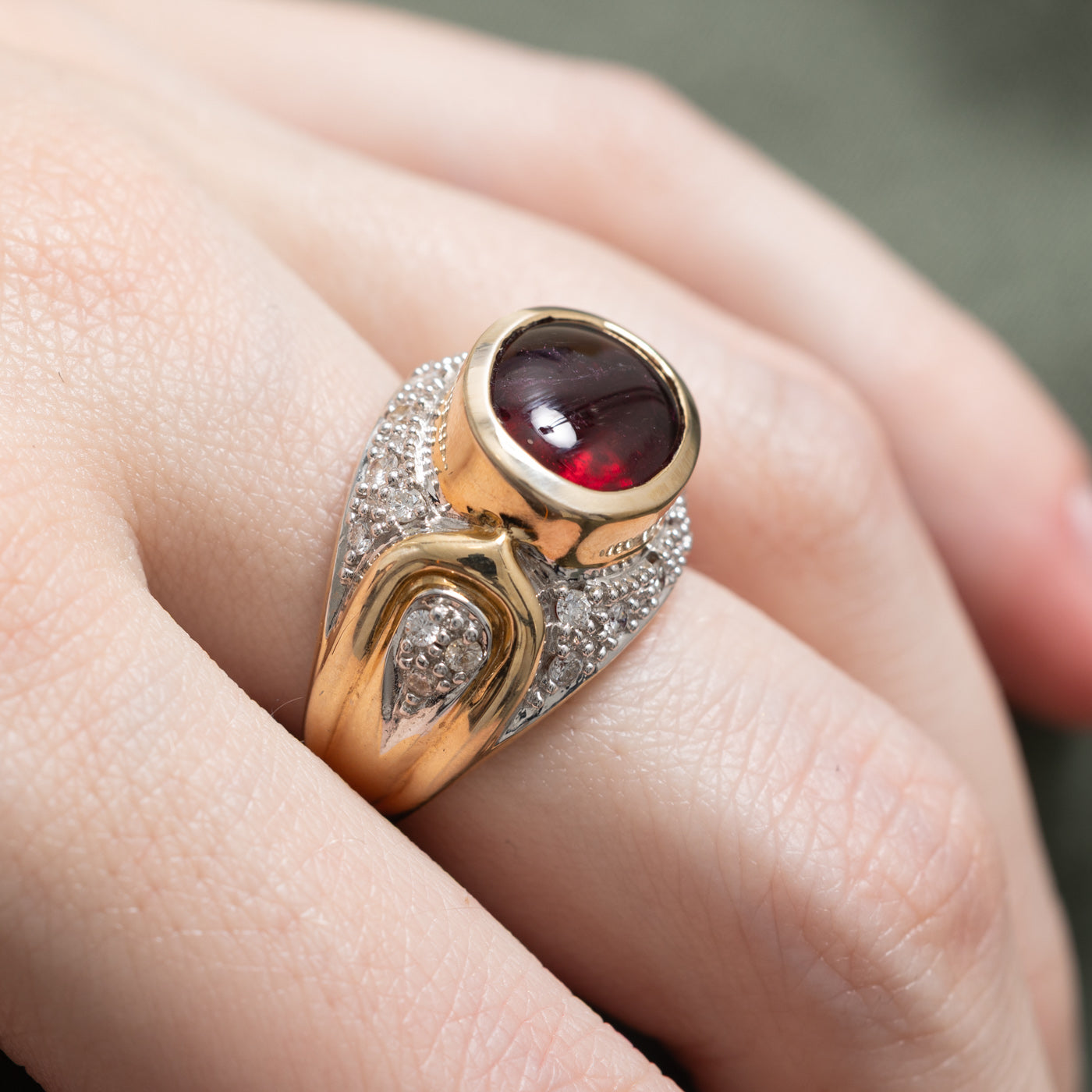 Tourmaline & Diamond Dome Cocktail Ring | 4.50ct, o.32ctw | SZ 6.25