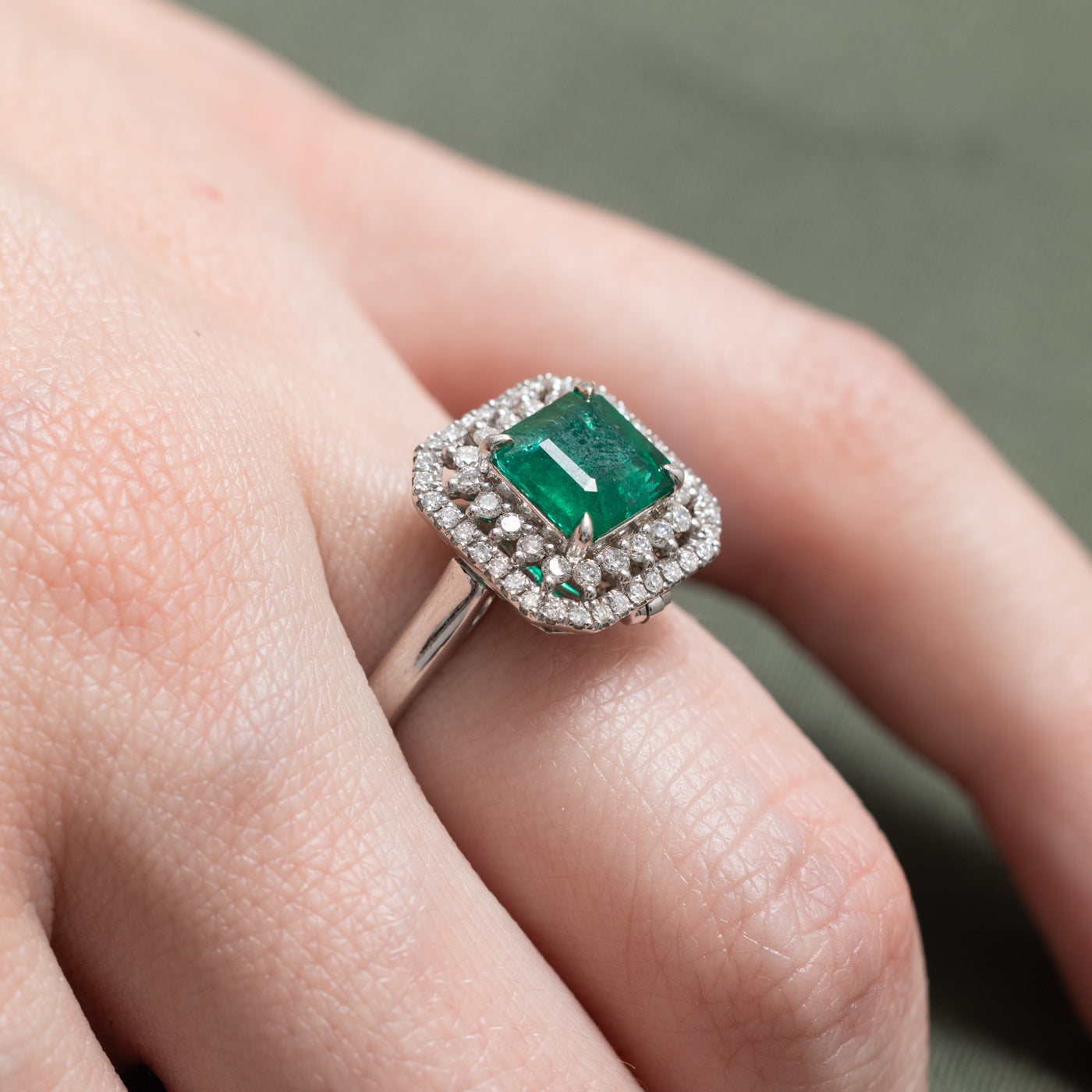 Emerald & Diamond Convertible Pendant & Ring | 1.52ct, 0.419ctw | SZ 7