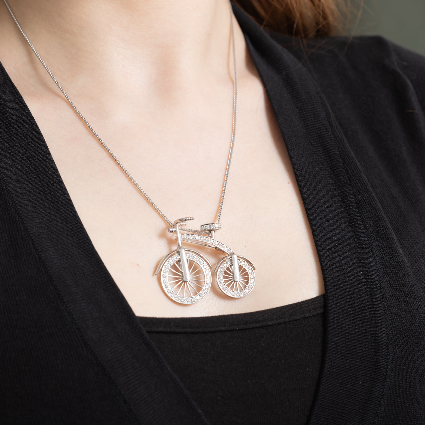 Diamond Bicycle Convertible Pendant Necklace | 1.10ctw