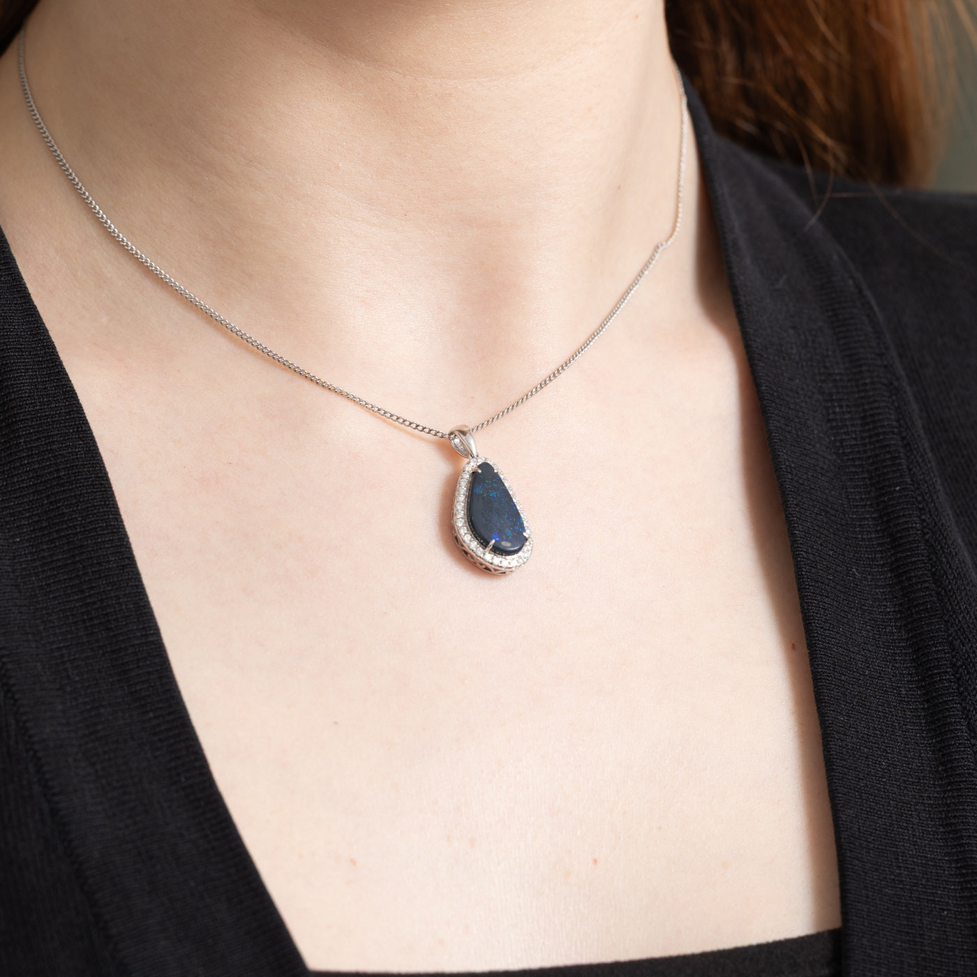 Australian Opal & Diamond Pendant | 2.35ct, 0.32ctw