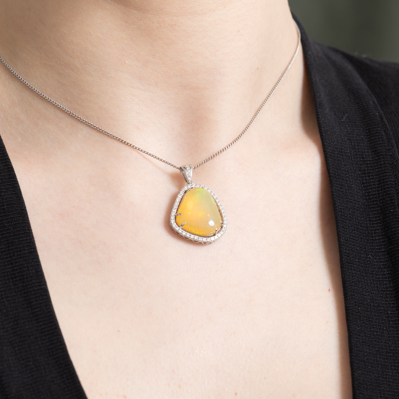 Opal & Diamond Pendant | 11.70ct, 0.41ctw
