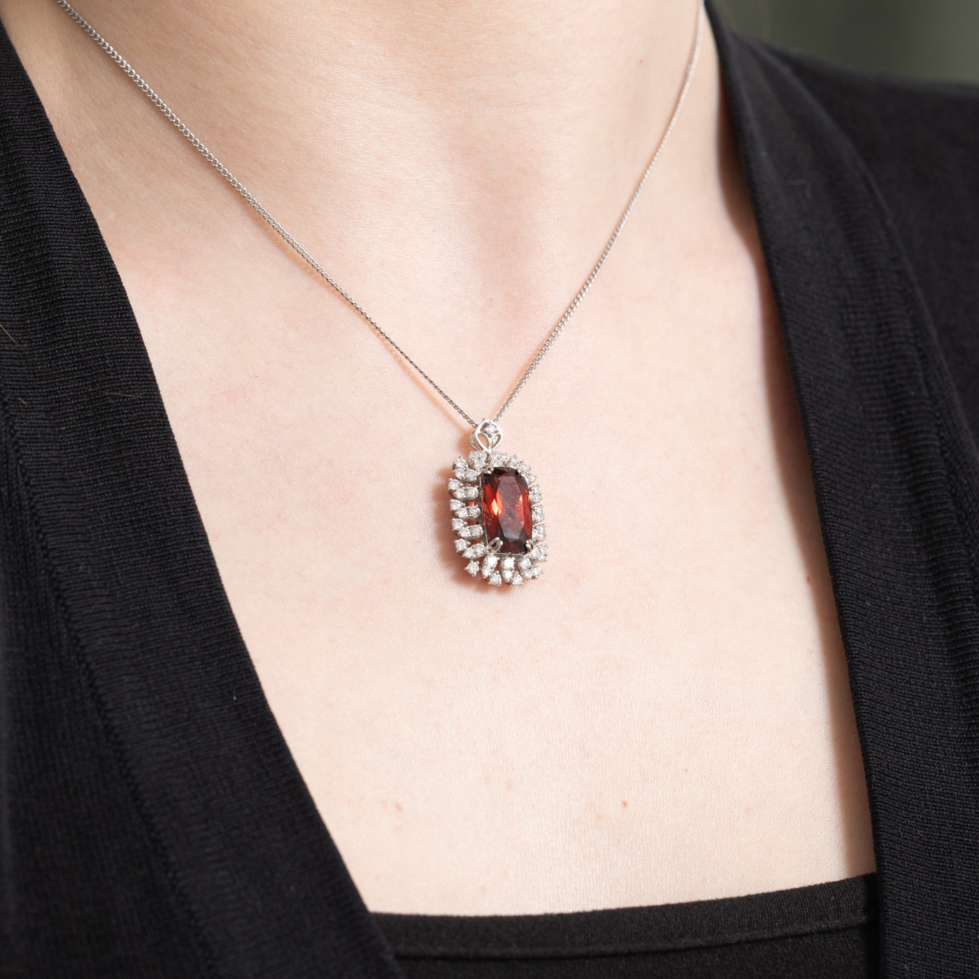 Garnet & Diamond Convertible Pendant & Ring | 5.33ct, 1.43ctw | SZ 6.5