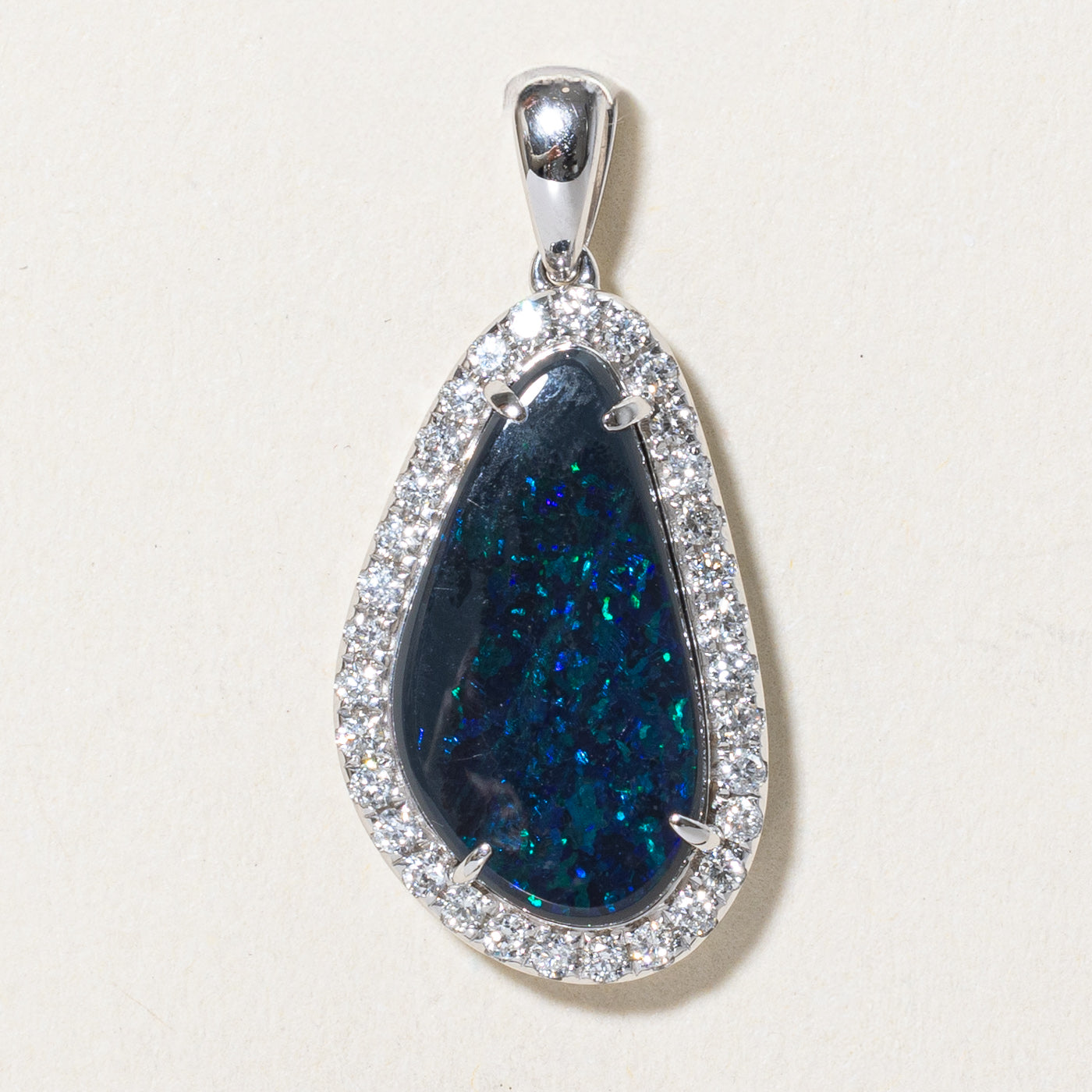 Australian Opal & Diamond Pendant | 2.35ct, 0.32ctw
