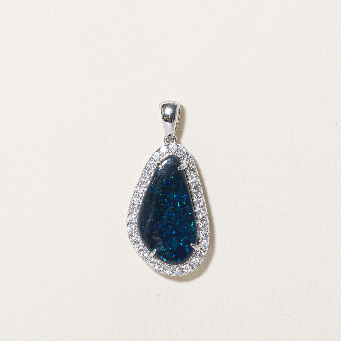 Australian Opal & Diamond Pendant | 2.35ct, 0.32ctw