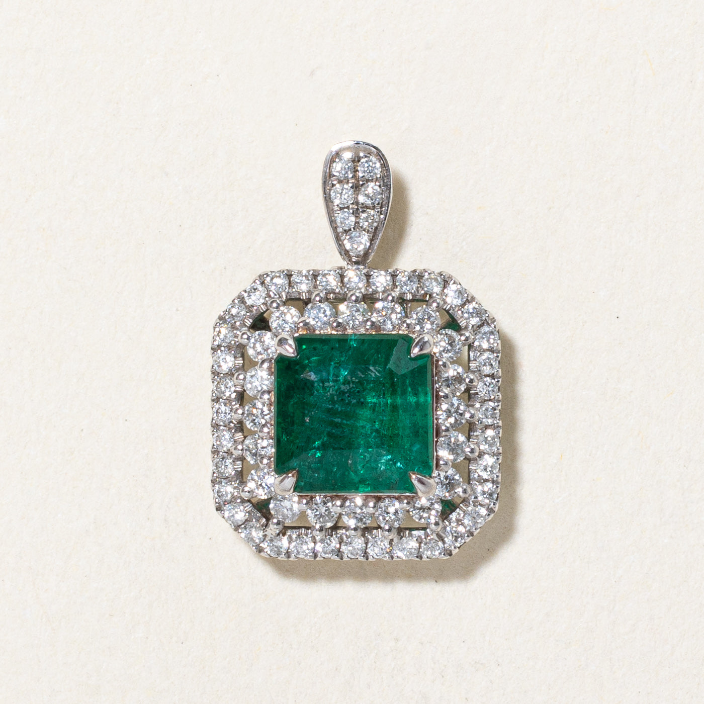 Emerald & Diamond Convertible Pendant & Ring | 1.52ct, 0.419ctw | SZ 7