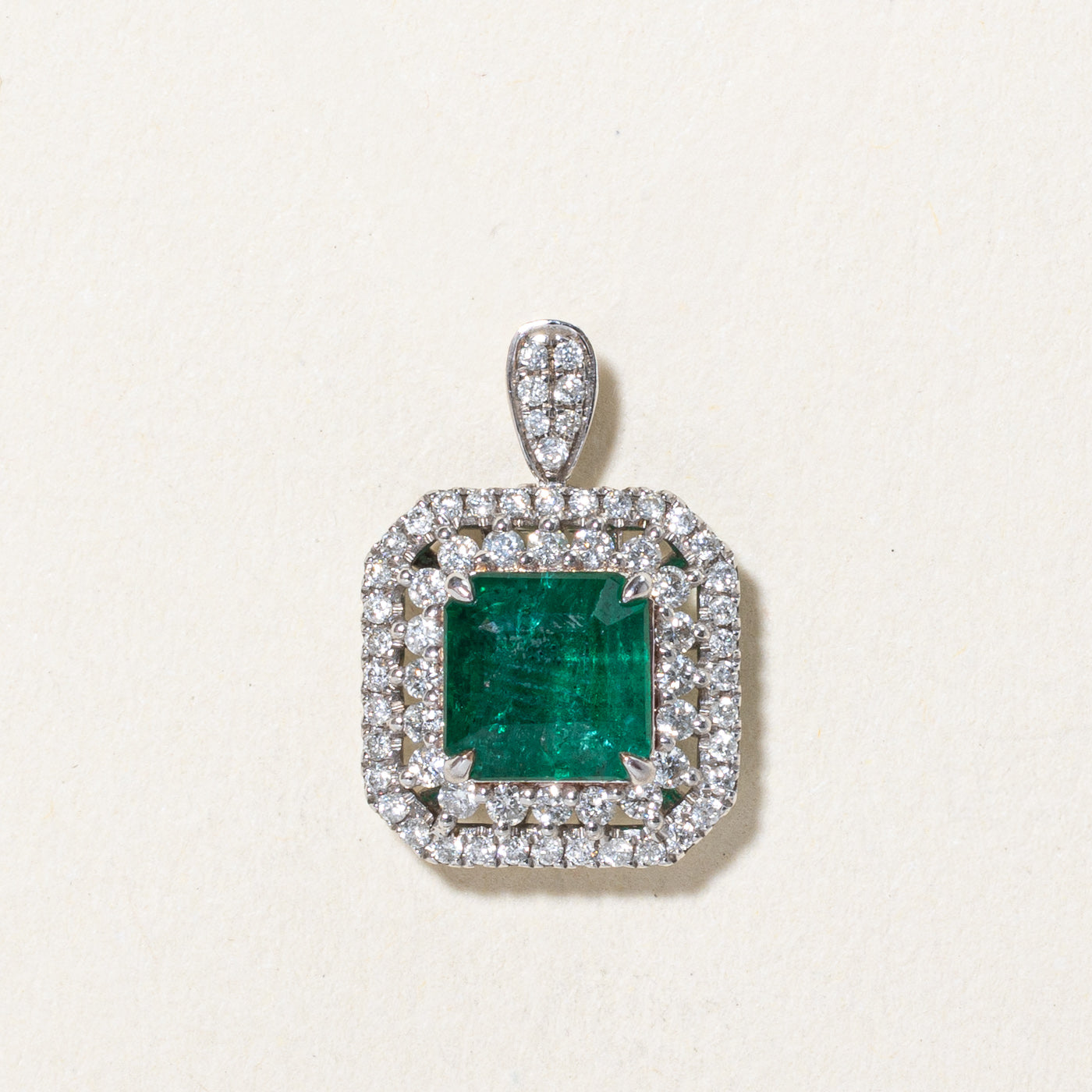 Emerald & Diamond Convertible Pendant & Ring | 1.52ct, 0.419ctw | SZ 7