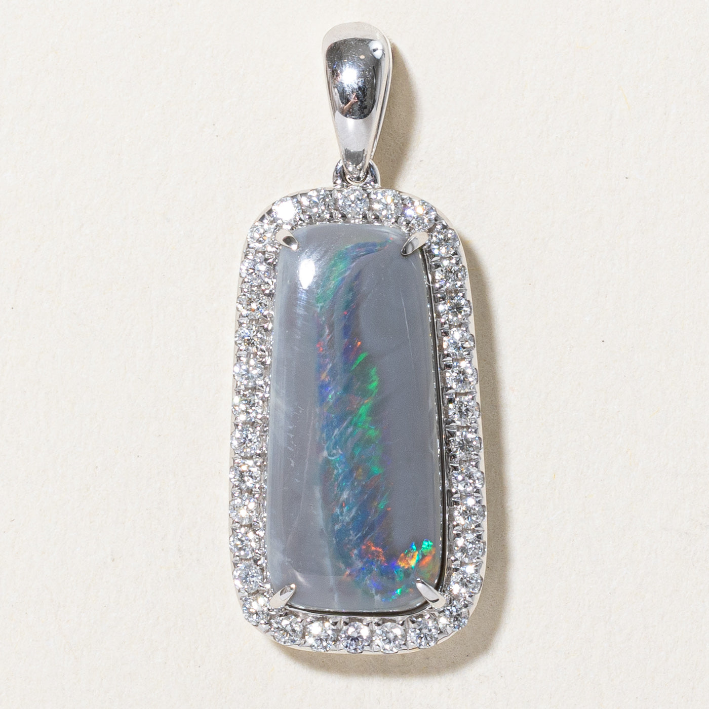 Australian Opal & Diamond Pendant | 2.75ct, 0.34ctw