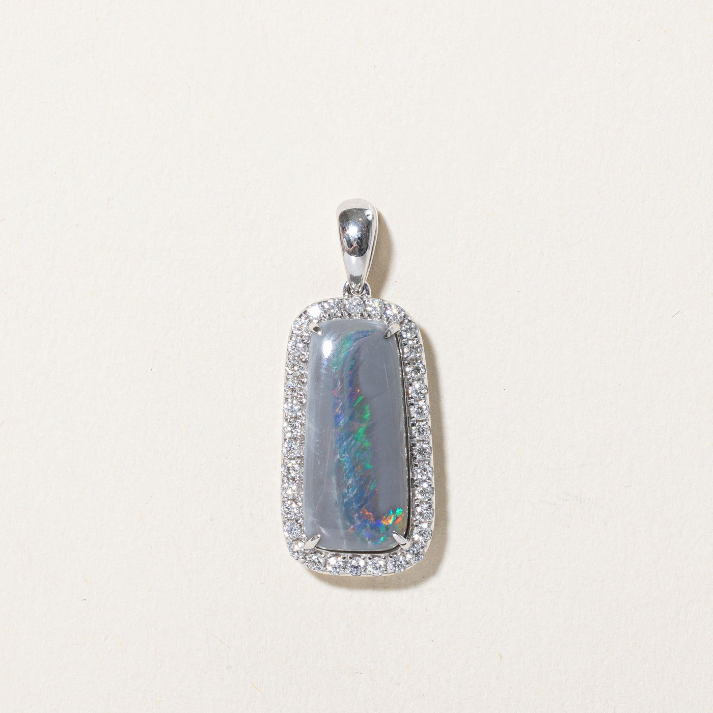 Australian Opal & Diamond Pendant | 2.75ct, 0.34ctw