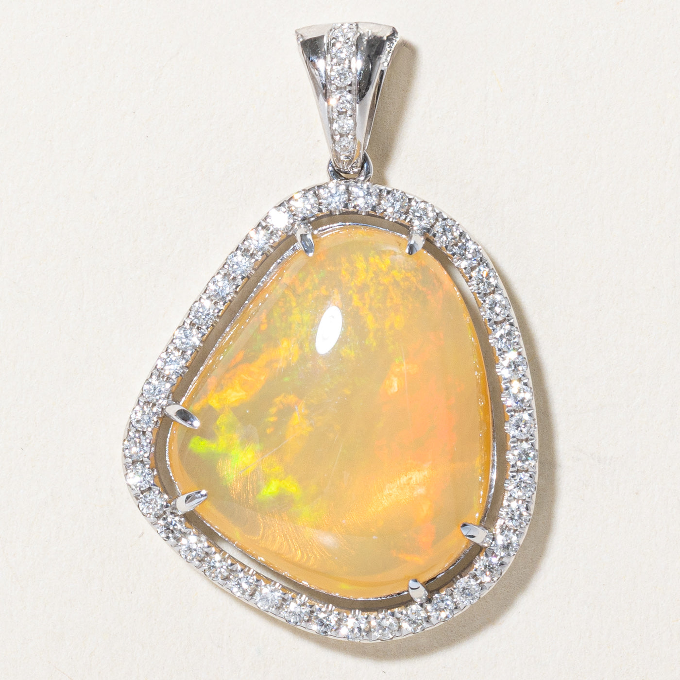 Opal & Diamond Pendant | 11.70ct, 0.41ctw