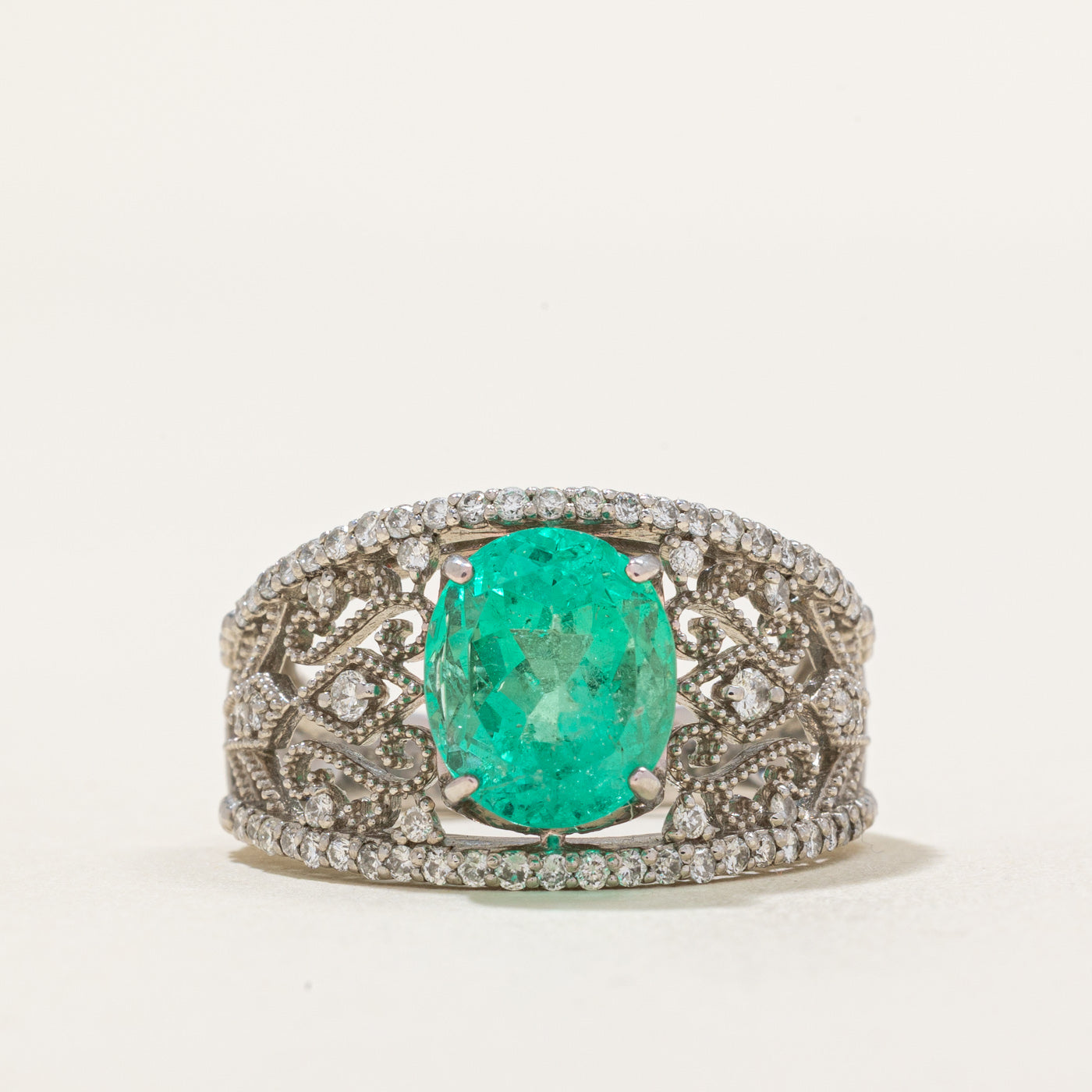 GRS Colombian Emerald & Diamond Ring | 2.79ct, 0.40ctw | SZ 6
