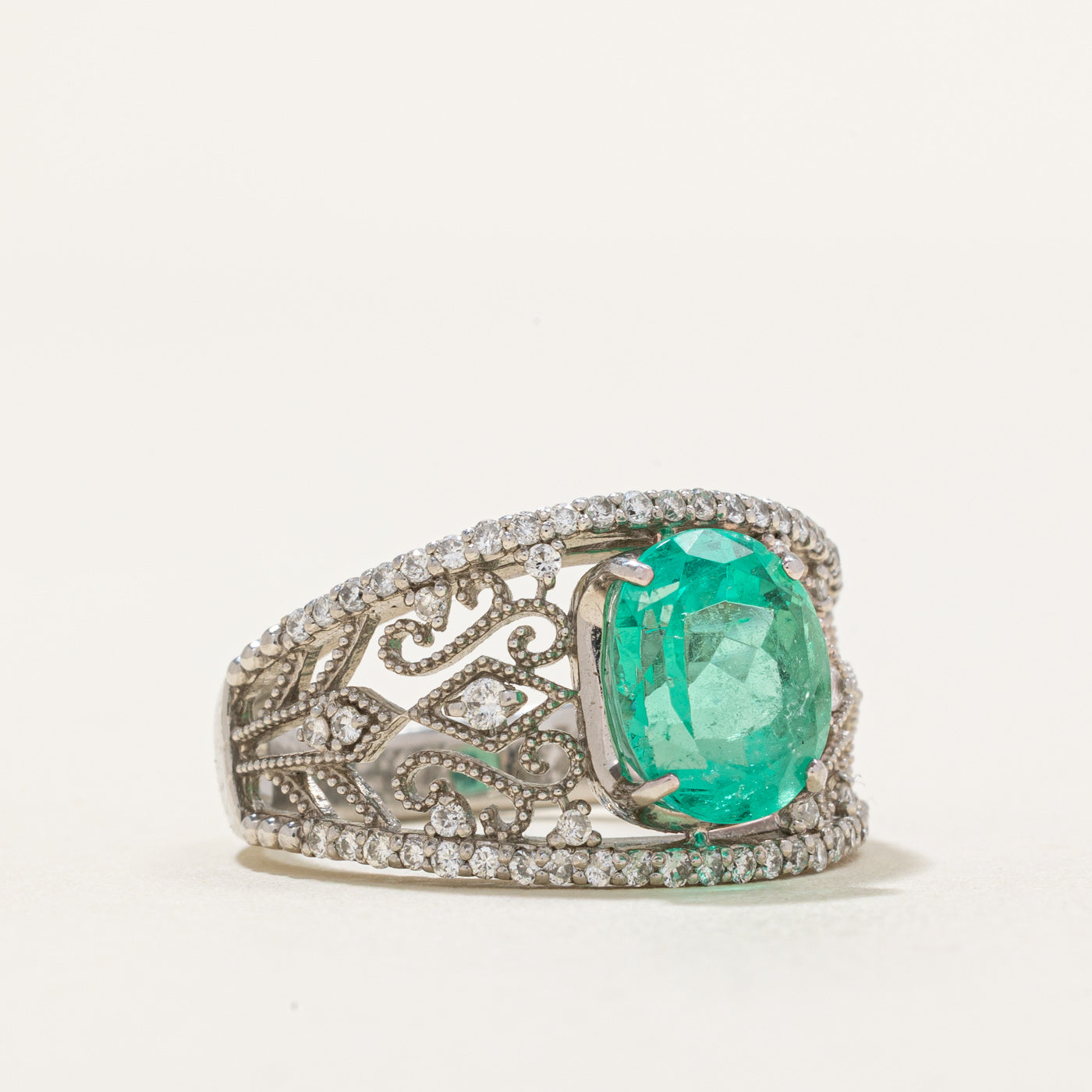 GRS Colombian Emerald & Diamond Ring | 2.79ct, 0.40ctw | SZ 6