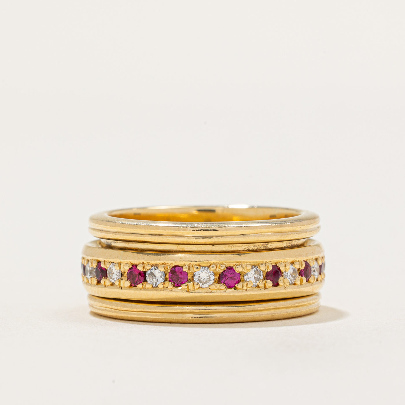 Ruby & Diamond Spinning Eternity Band Ring | 0.43ctw, 0.39ctw | SZ 7