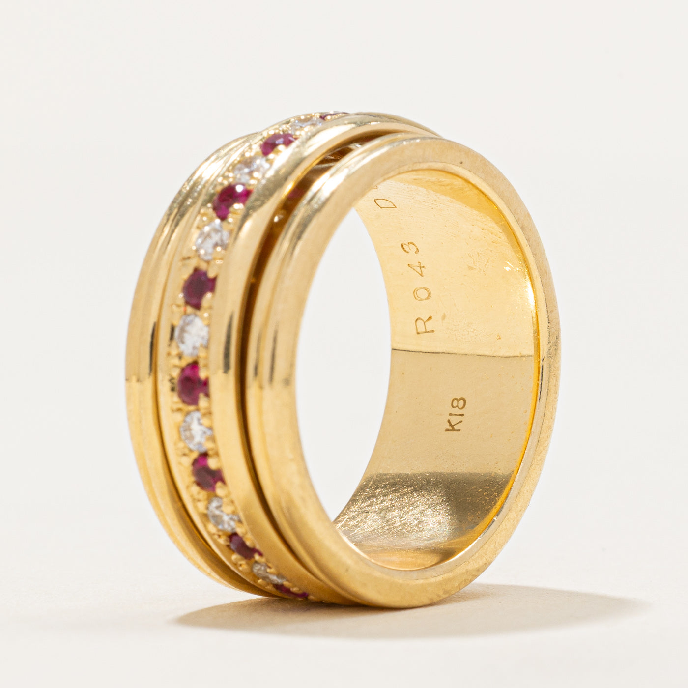 Ruby & Diamond Spinning Eternity Band Ring | 0.43ctw, 0.39ctw | SZ 7