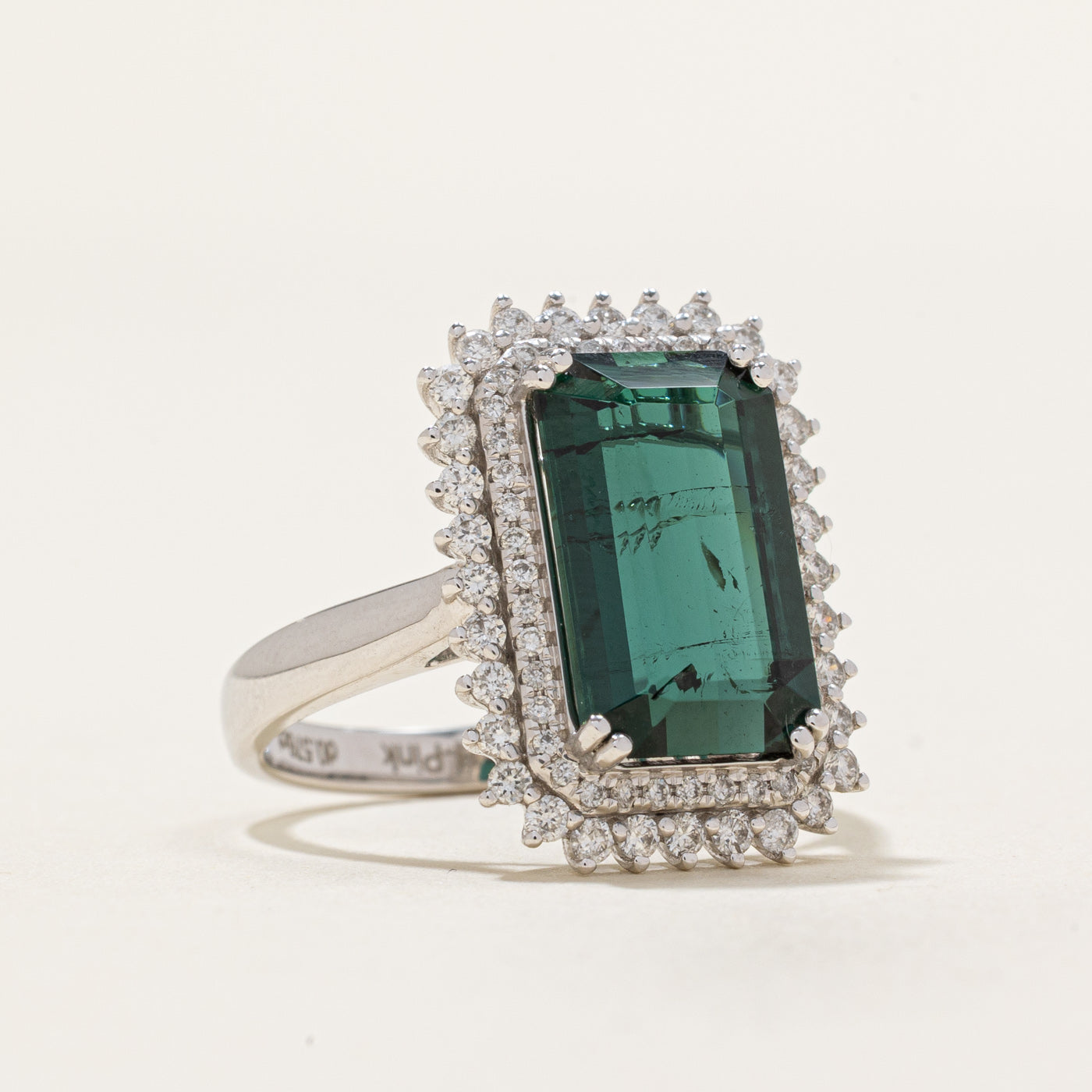 Tourmaline & Diamond Halo Ring | 4.90ct, 0.52ctw | SZ 8