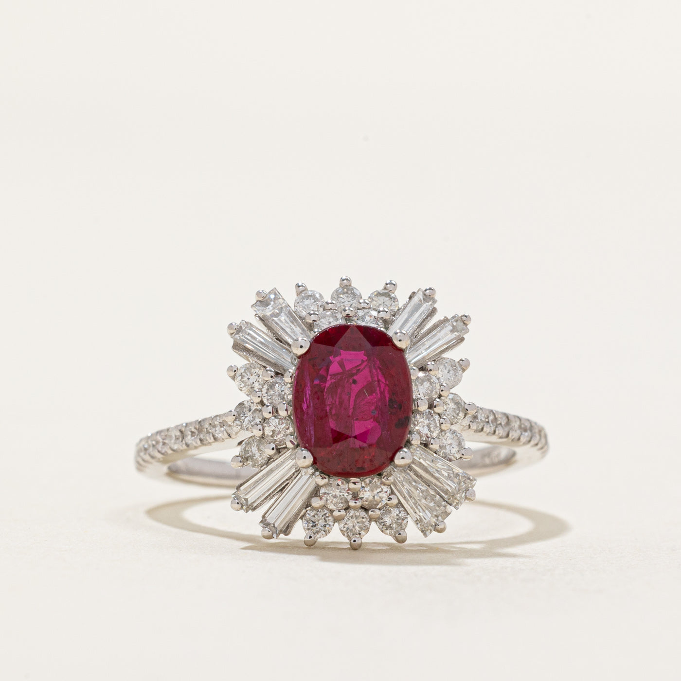 Vivid Red Ruby & Diamond Halo Ring | 1.13ct, 0.40ctw | SZ 6
