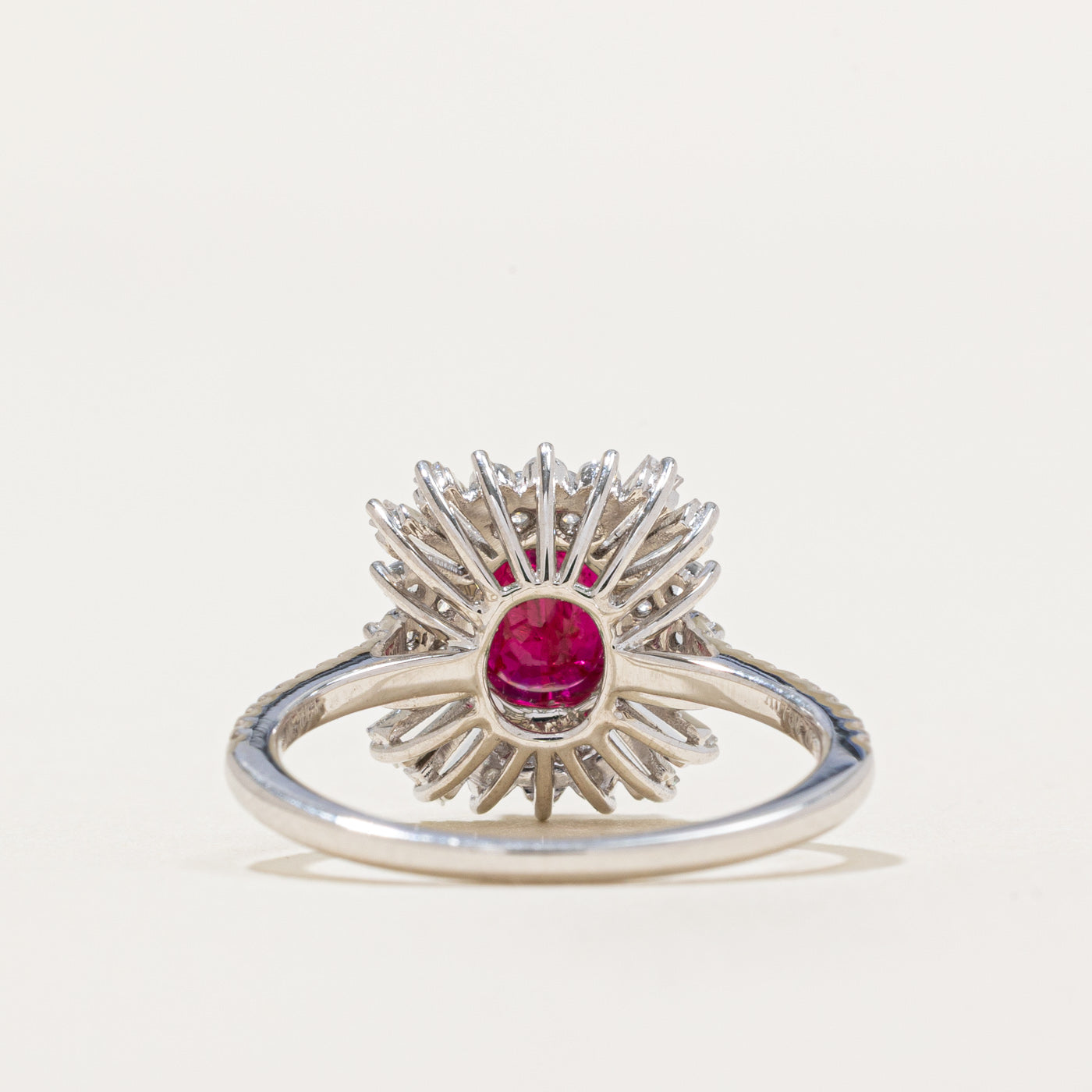 Vivid Red Ruby & Diamond Halo Ring | 1.13ct, 0.40ctw | SZ 6