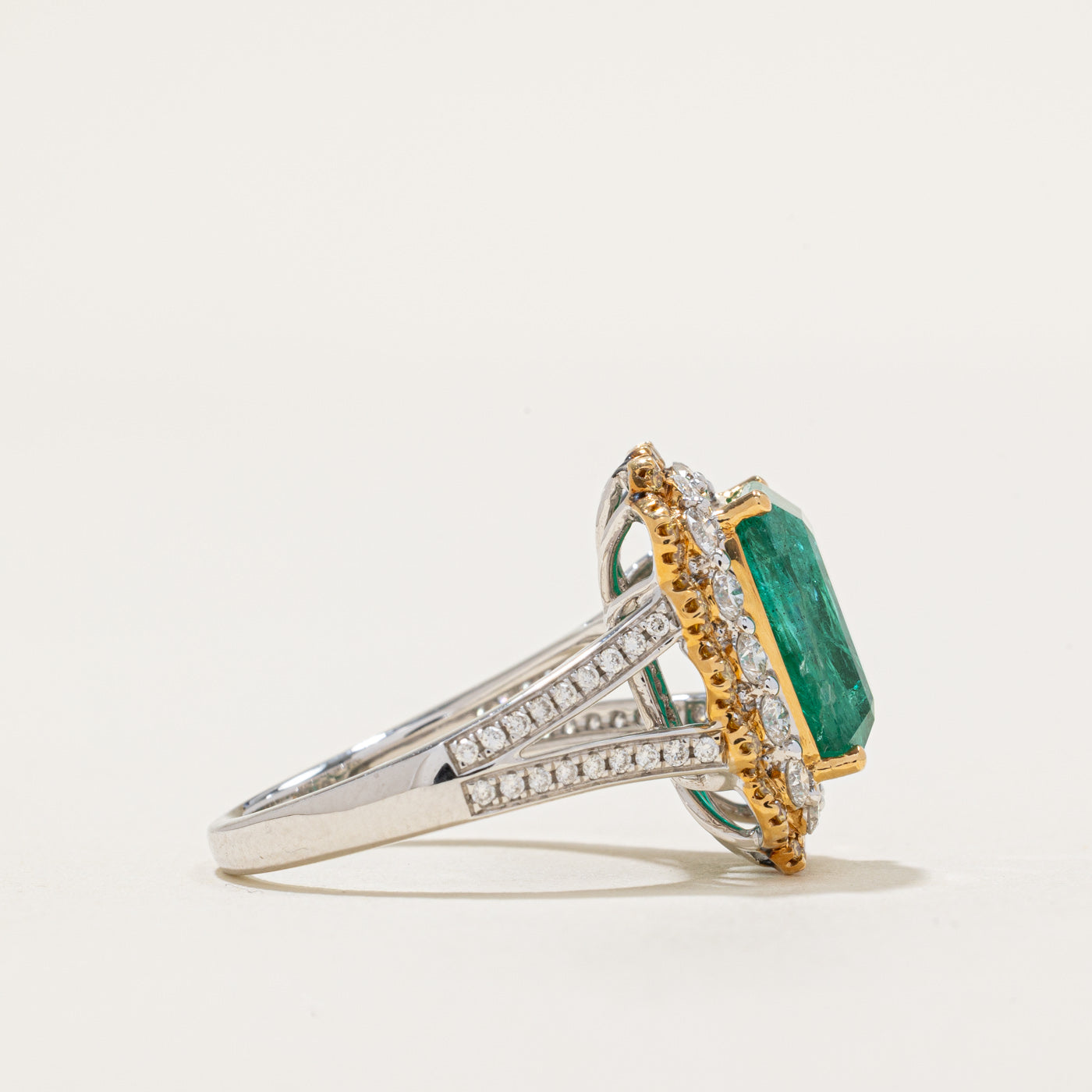 Zambian Emerald & Diamond Cocktail Ring | 4.27ct, 0.964ctw | SZ 6.25