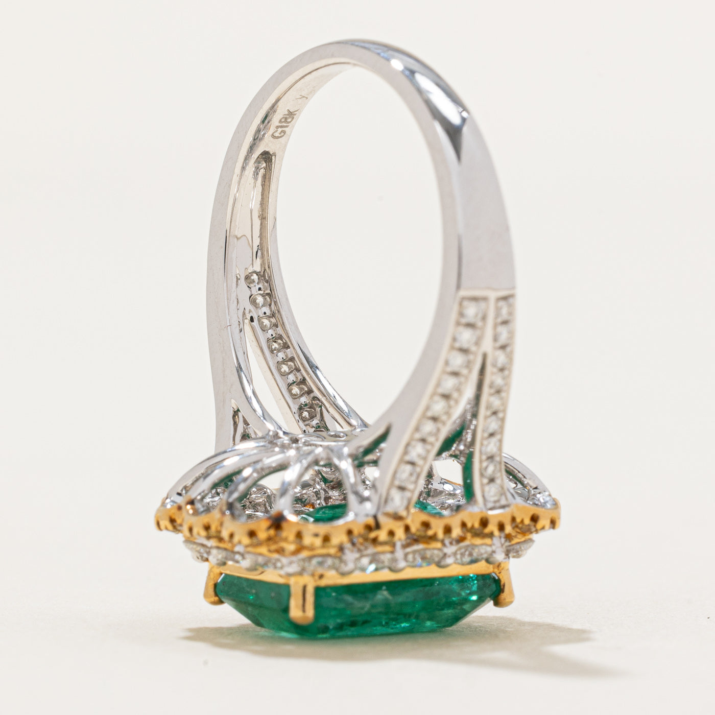 Zambian Emerald & Diamond Cocktail Ring | 4.27ct, 0.964ctw | SZ 6.25