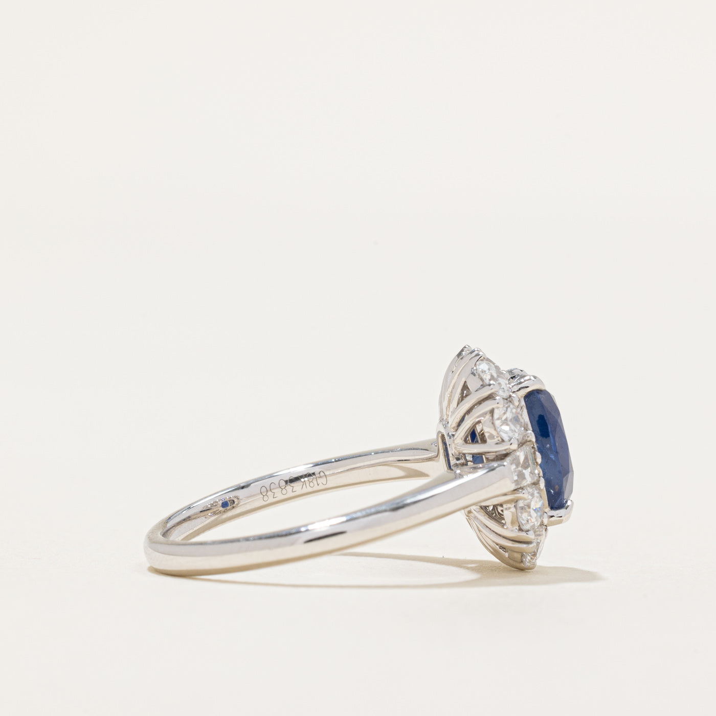 Oval Cut Sapphire & Diamond Halo Ring | 2.61ct, 0.91ct | SZ 6